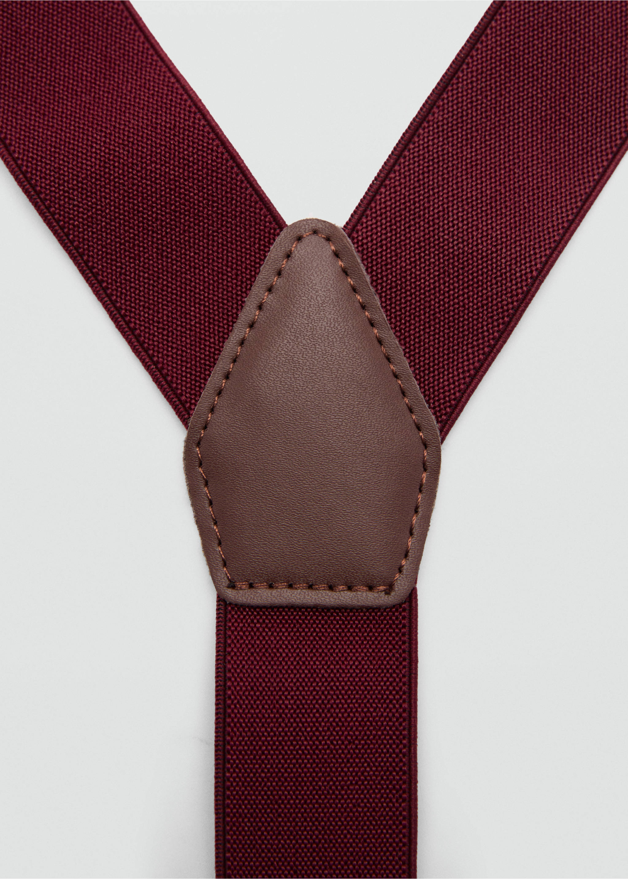 Adjustable elastic straps with leather details - Details of the article 1, Burgundy. Ref: 77060624-00.