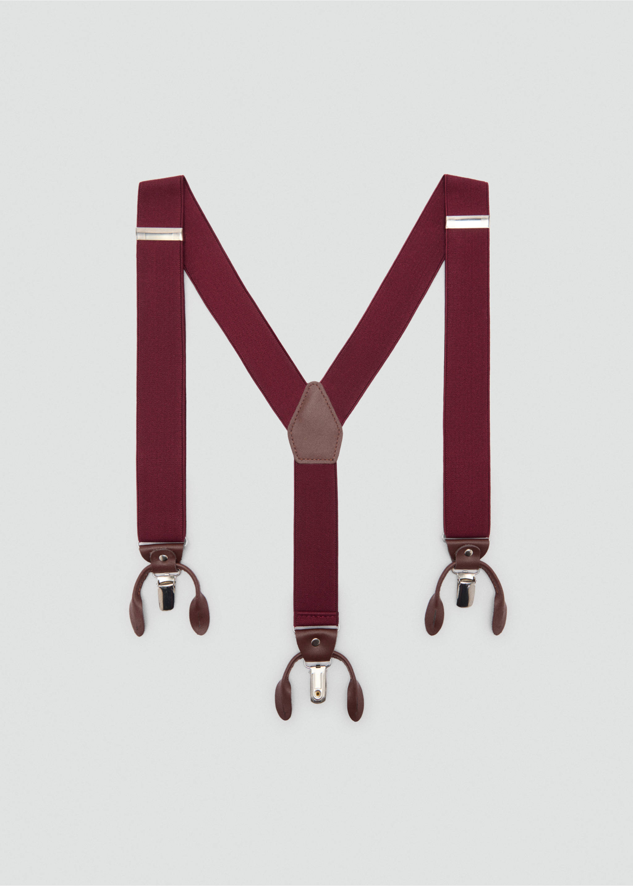 Adjustable elastic straps with leather details - Article without model, Burgundy. Ref: 77060624-00.