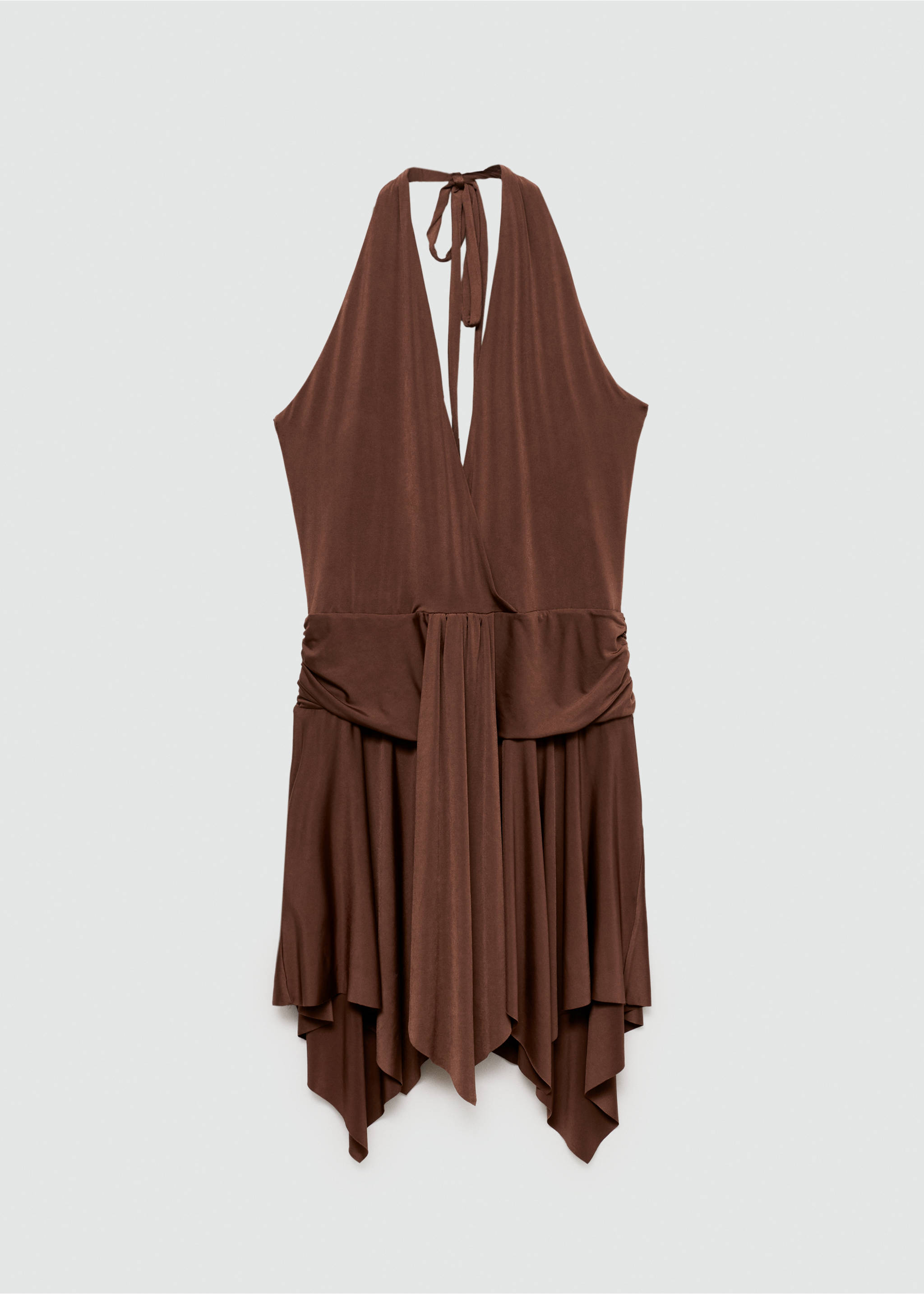 Asymmetrical halter dress - Article without model, Brown. Ref: 77060625-00.