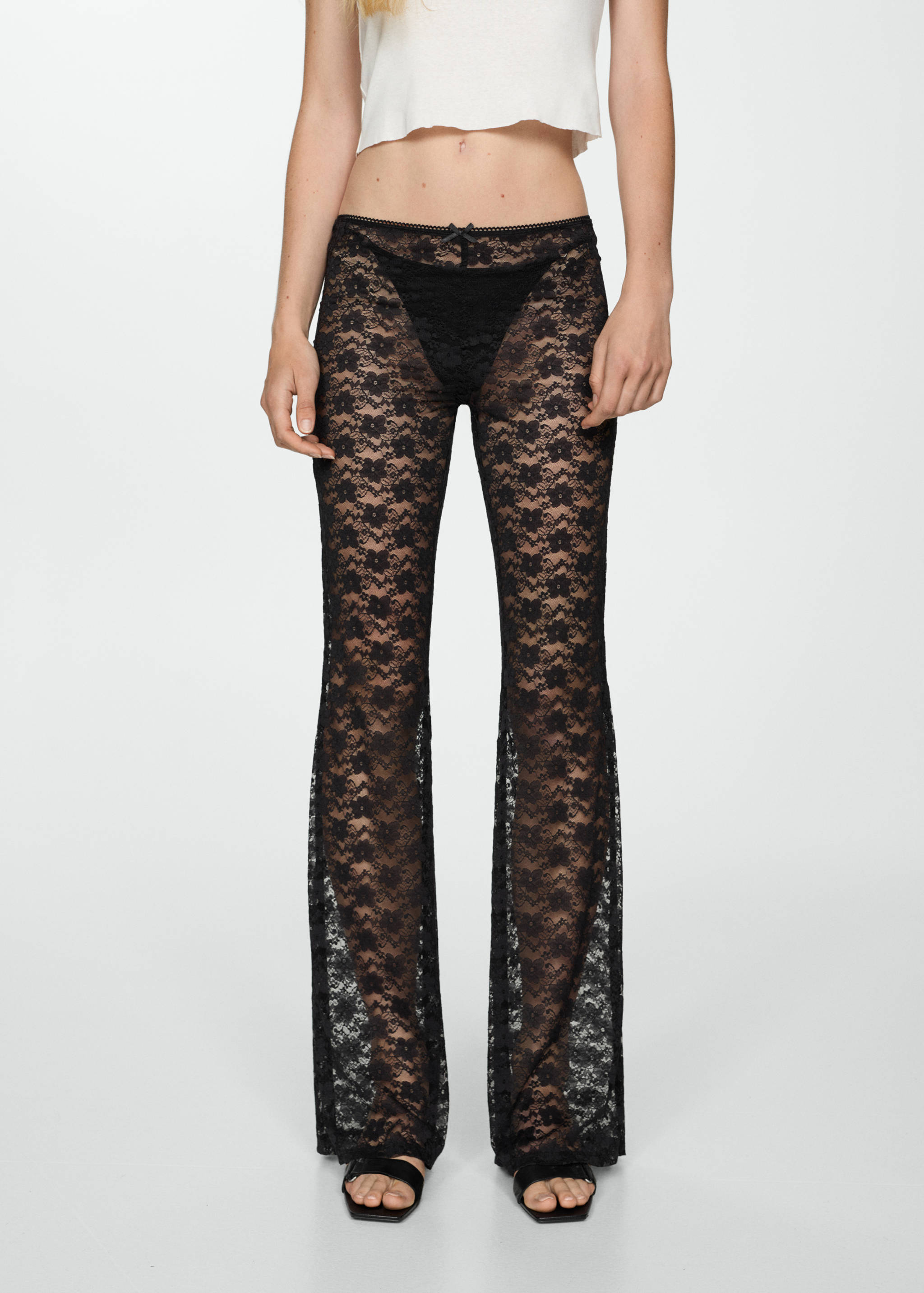 Straight-fit lace pants - Medium plane
