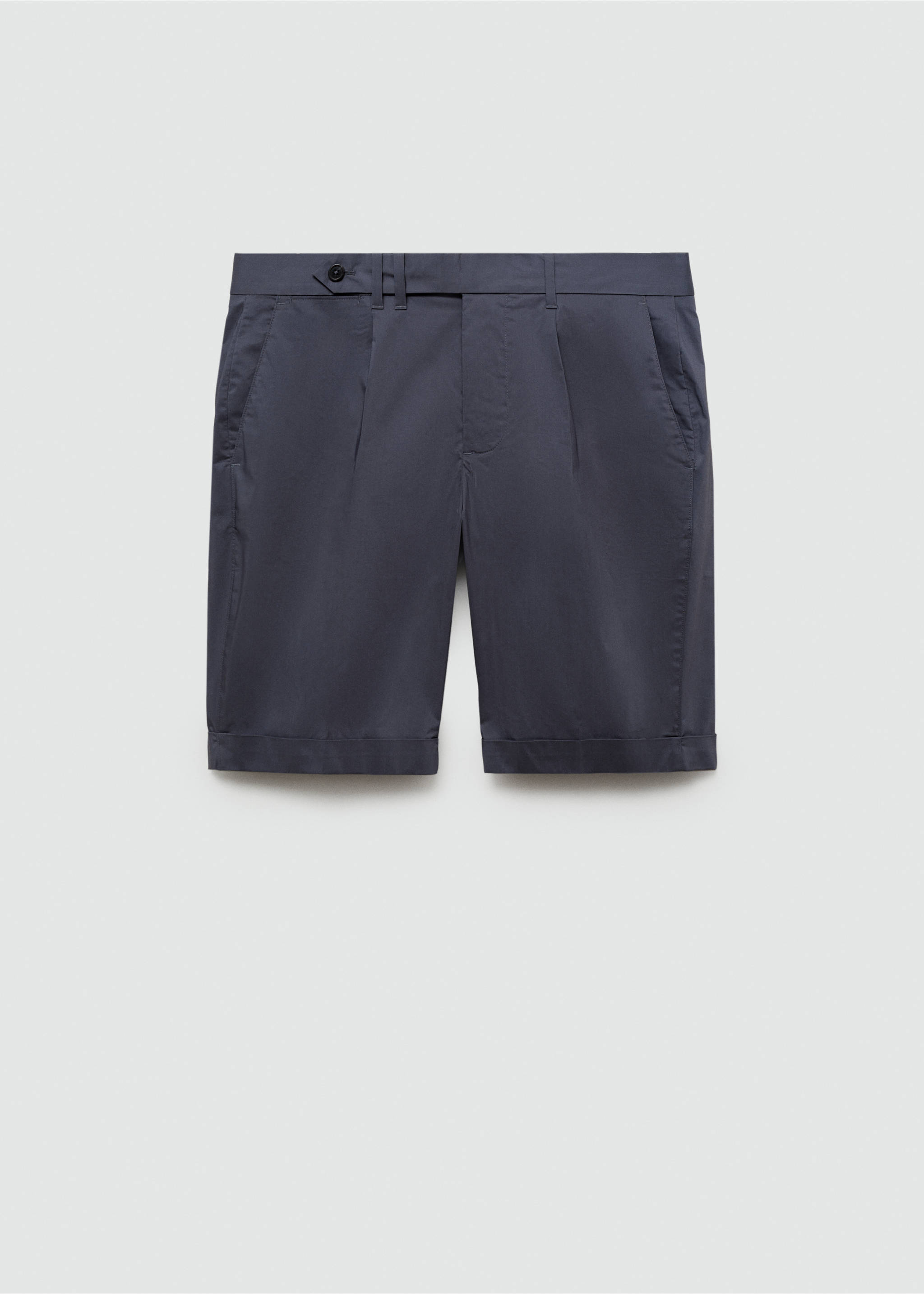 Cotton pleated Bermuda shorts - Article without model, Dark Navy. Ref: 77062532-00.