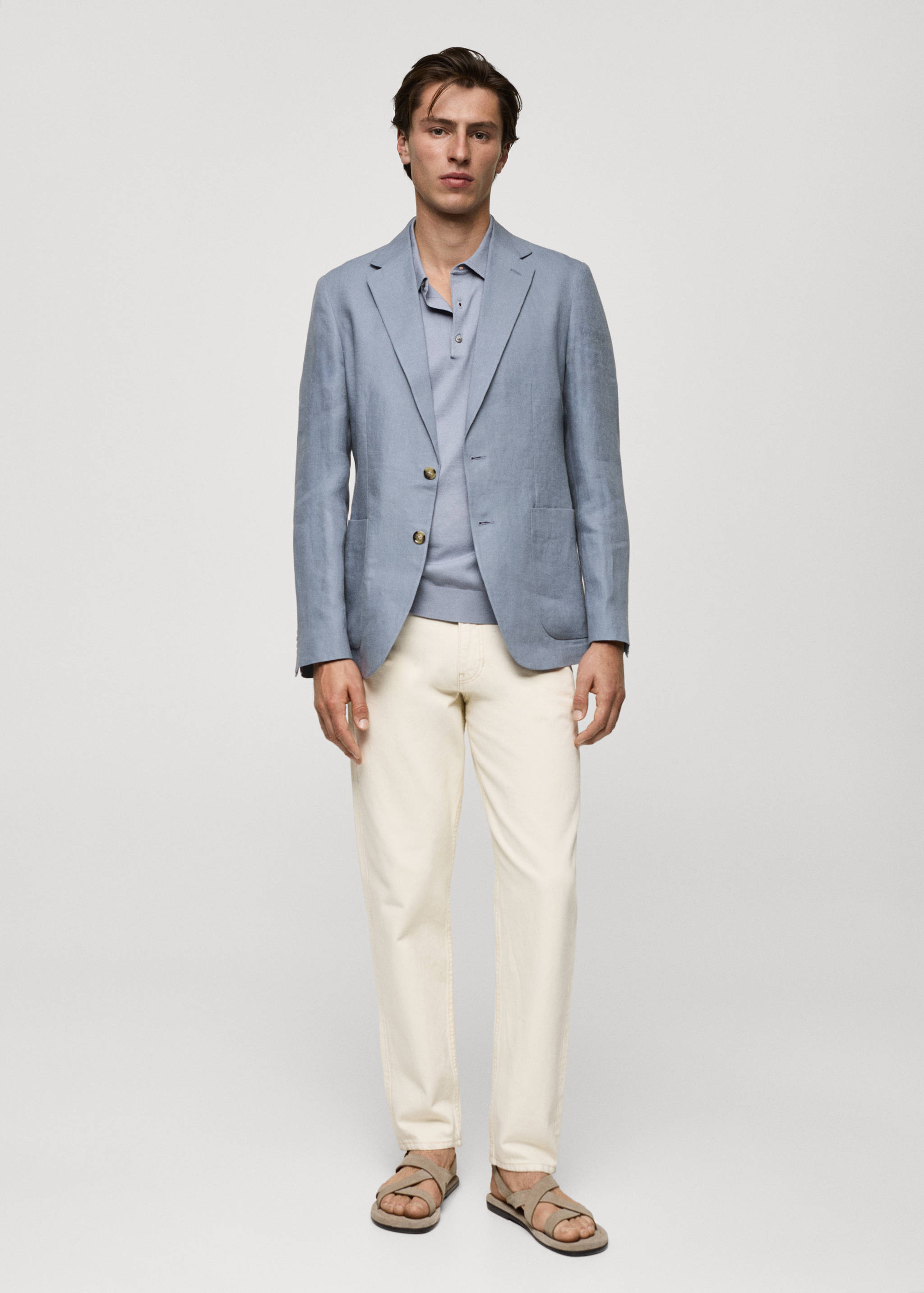 100% linen slim fit blazer - General plane