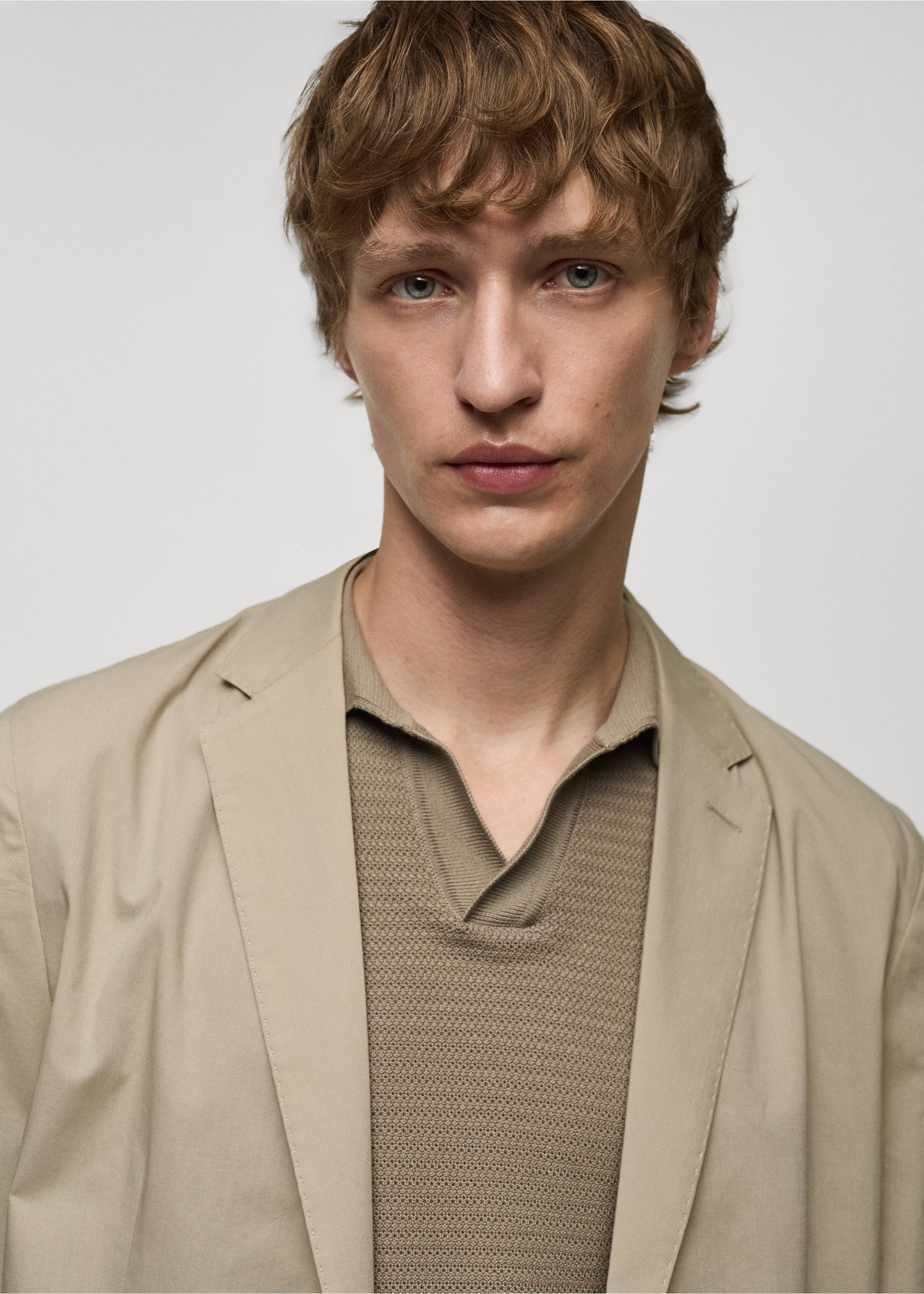 Lightweight cotton jacket - Details of the article 1, Beige. Ref: 77062534-00.