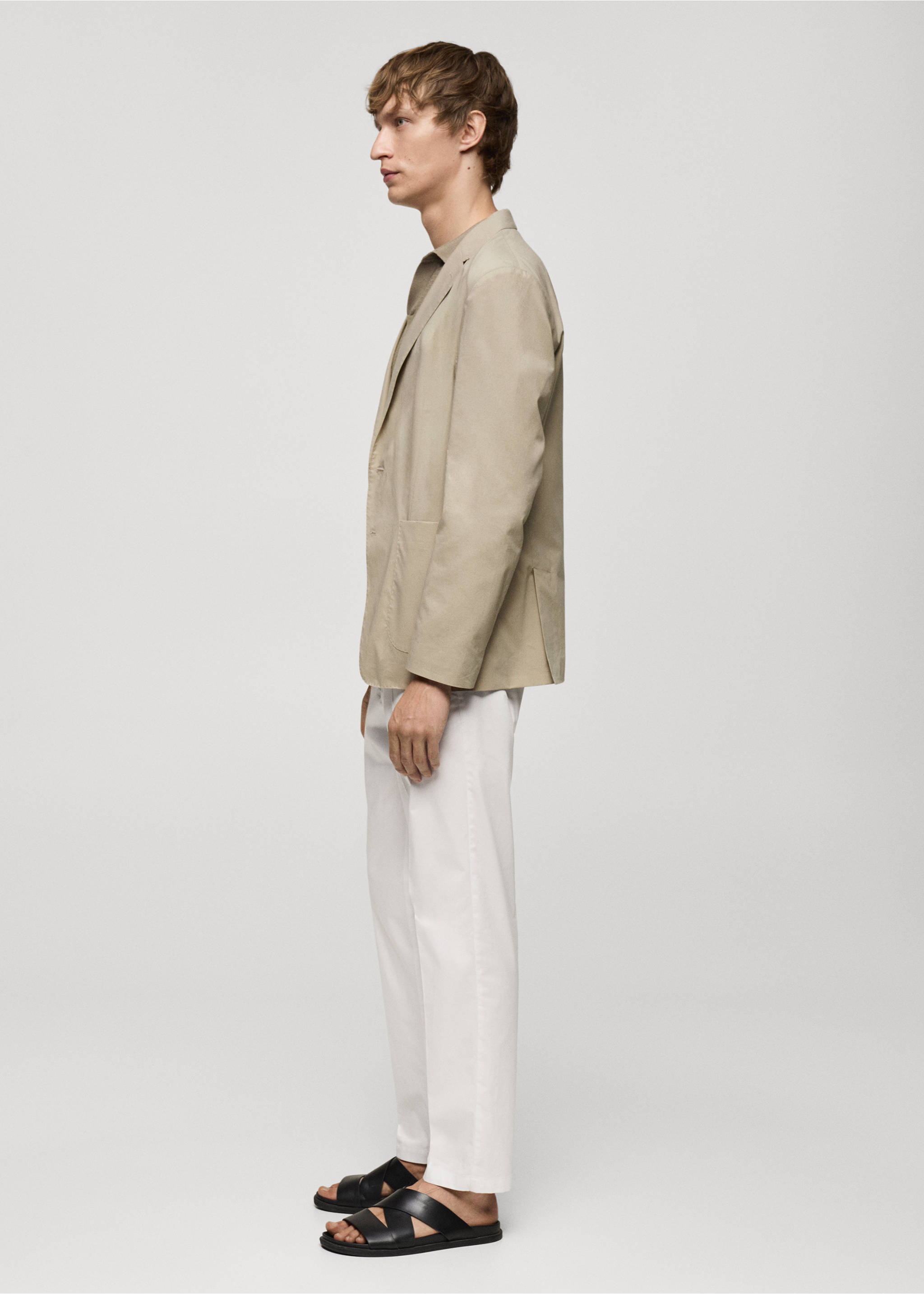 Lightweight cotton jacket - Details of the article 2, Beige. Ref: 77062534-00.