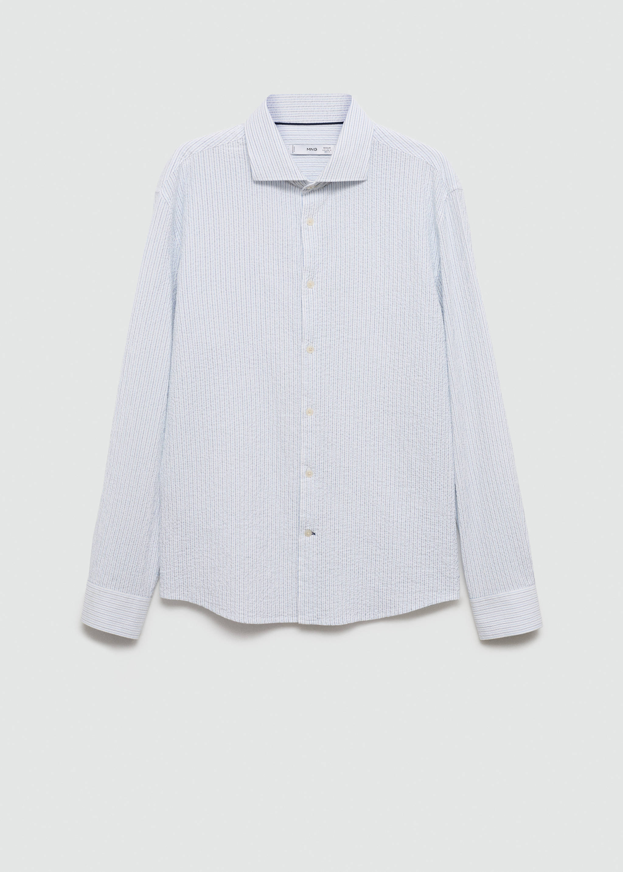 Regular-fit striped seersucker cotton shirt - Article without model