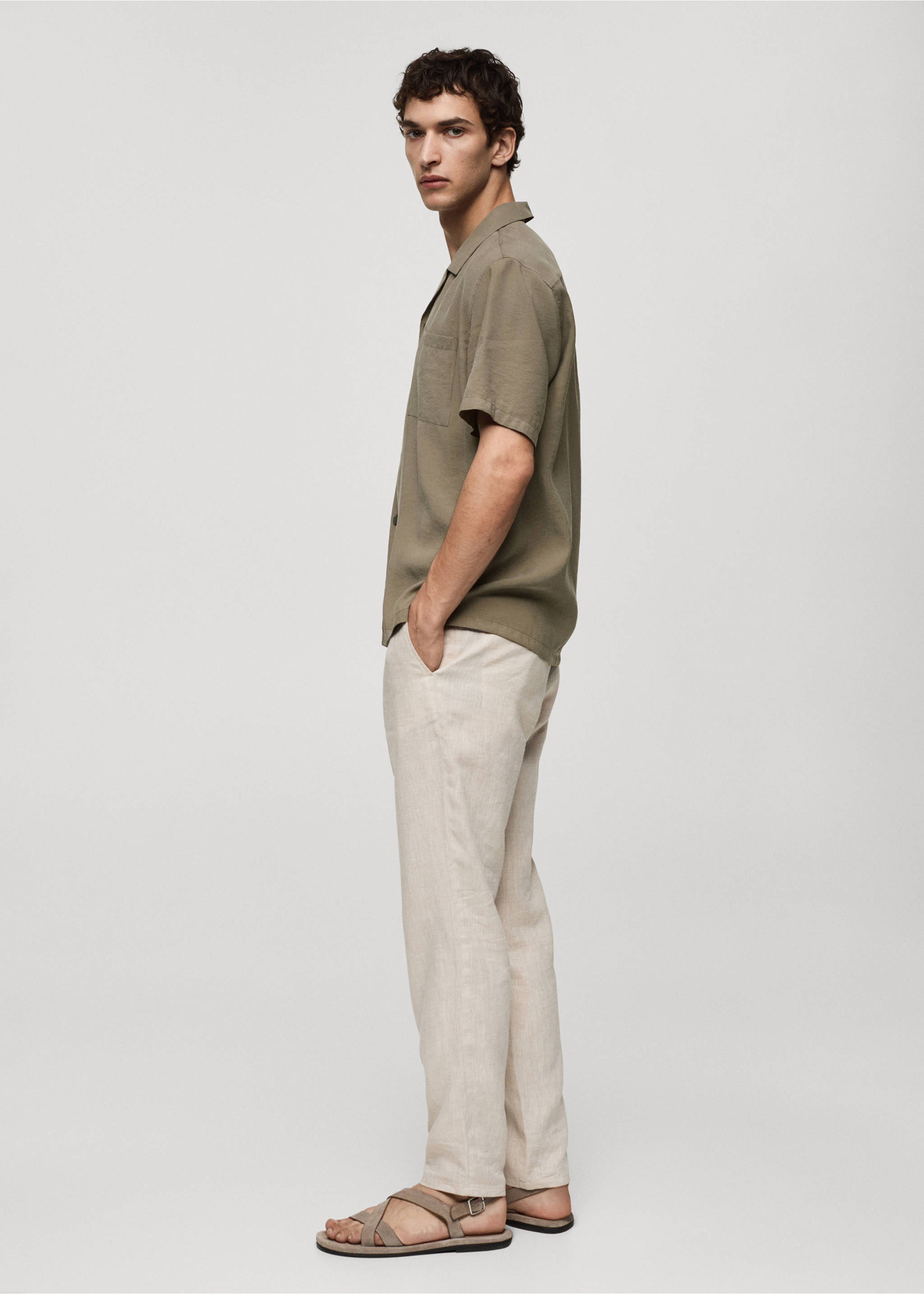 Regular-fit modal cotton shirt - Details of the article 2, Medium Brown. Ref: 77062544-00.