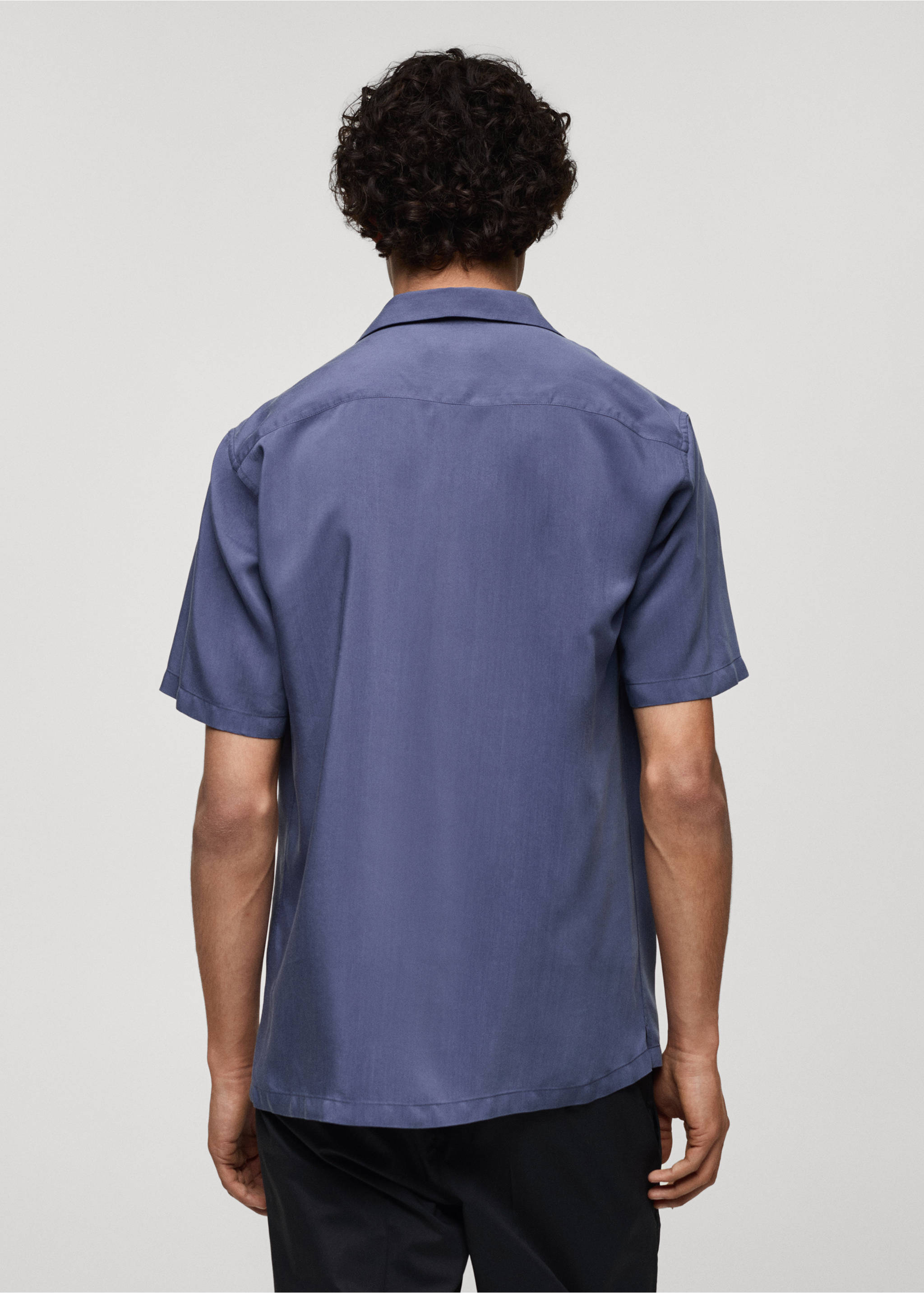 Regular-fit 100% Tencel shirt - Reverse of the article, Blue. Ref: 77062545-00.