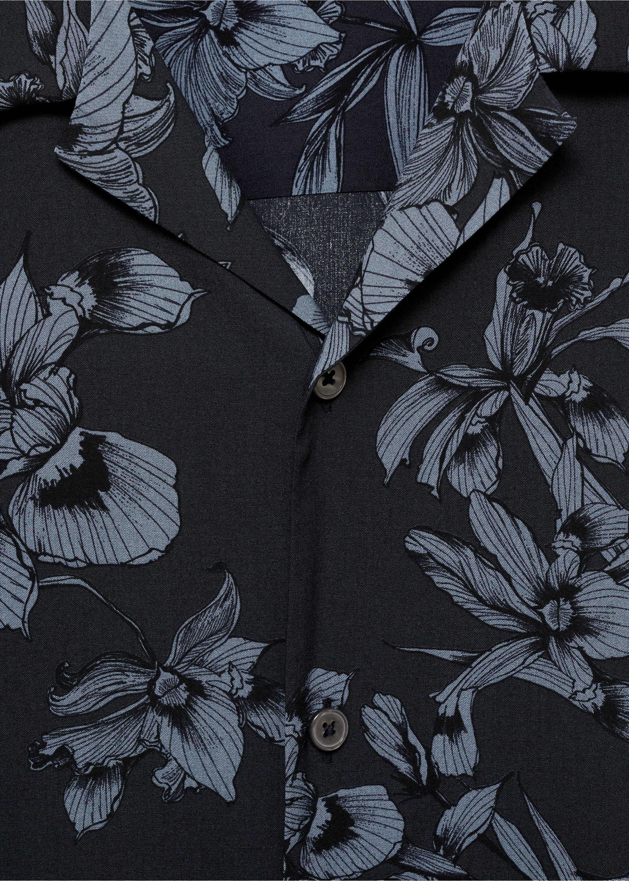 Flowy Hawaiian-print shirt - Details of the article 8, Grey. Ref: 77062546-00.