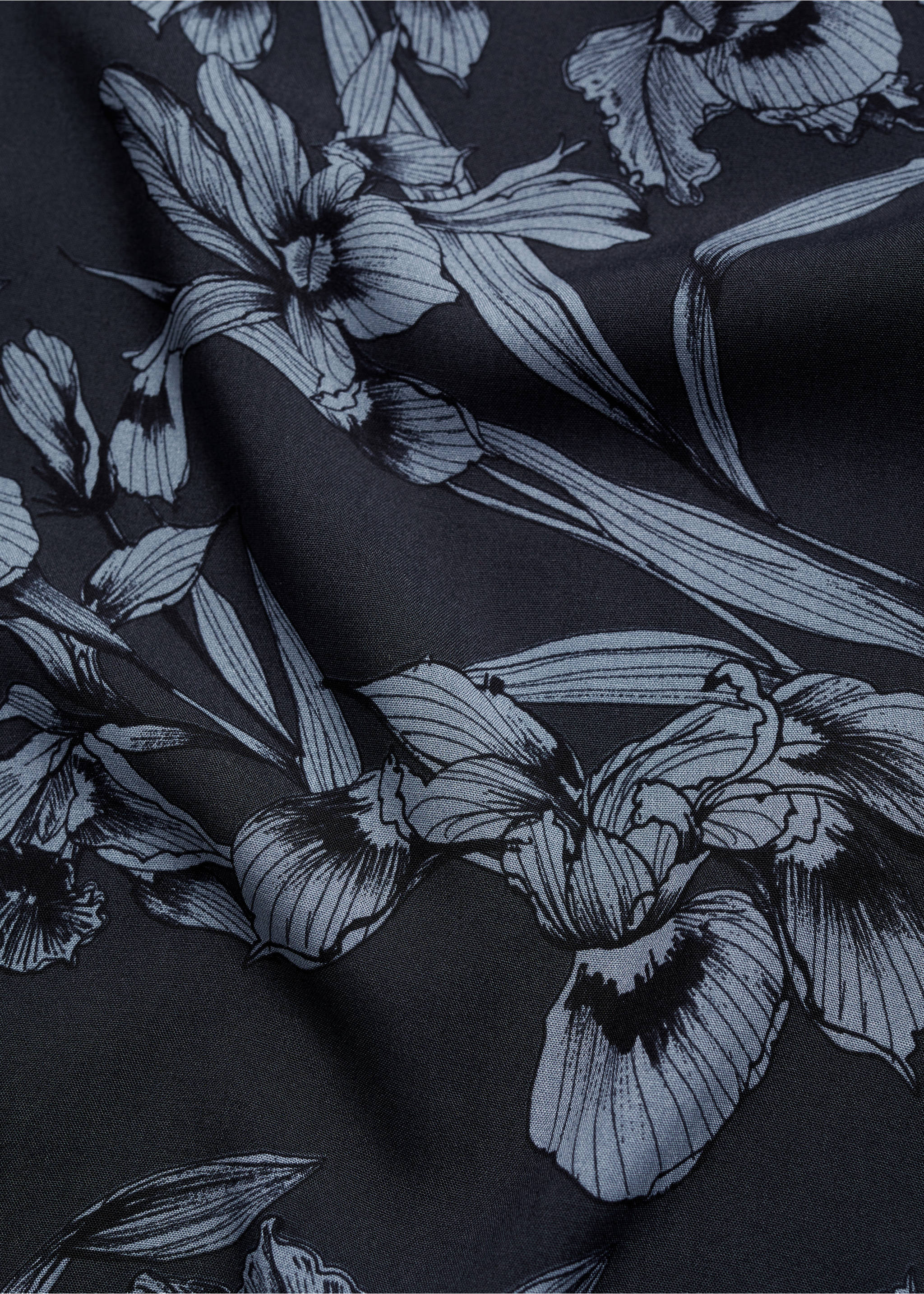 Flowy Hawaiian-print shirt - Details of the article 0, Grey. Ref: 77062546-00.