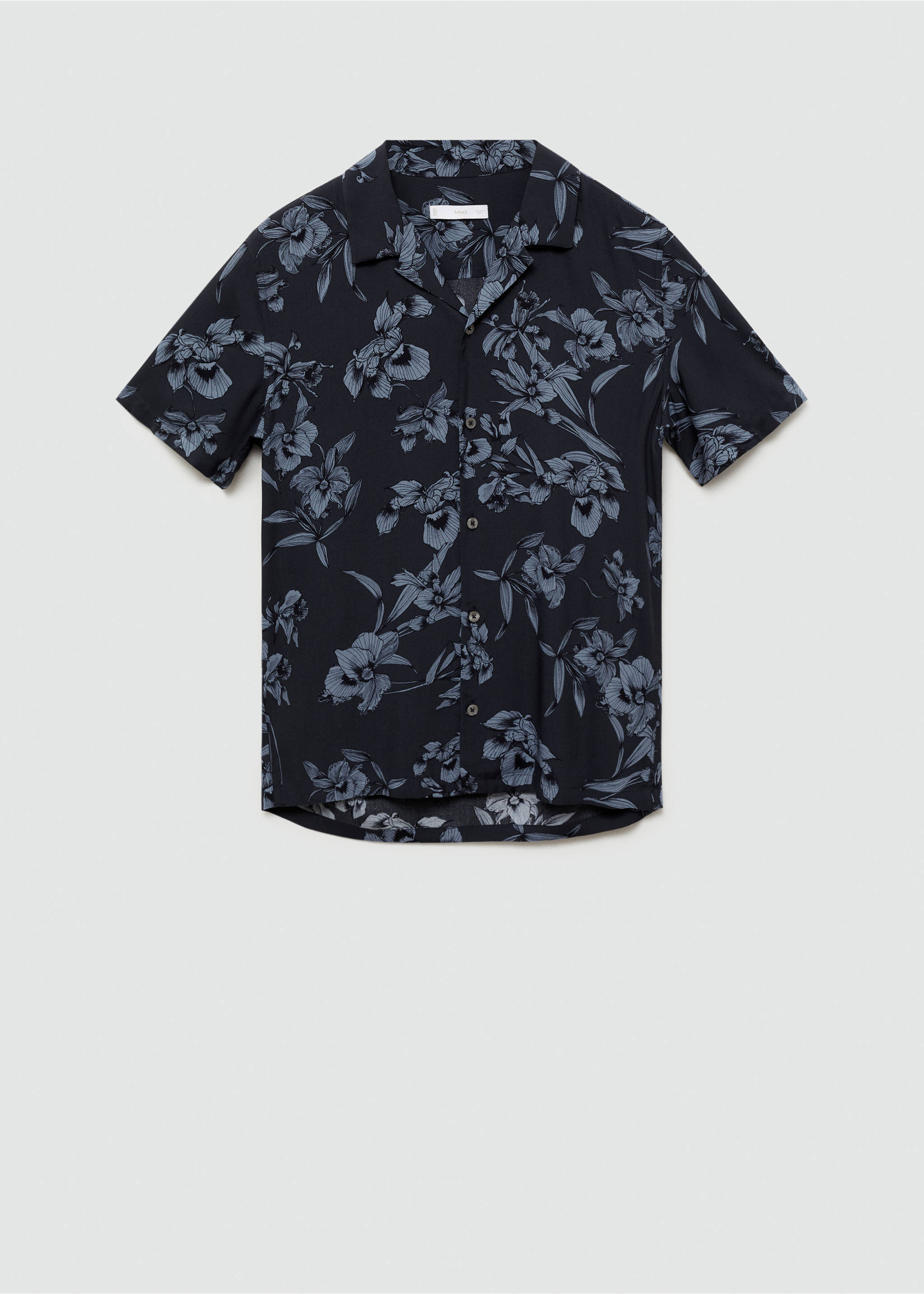 Flowy Hawaiian-print shirt - Article without model, Grey. Ref: 77062546-00.