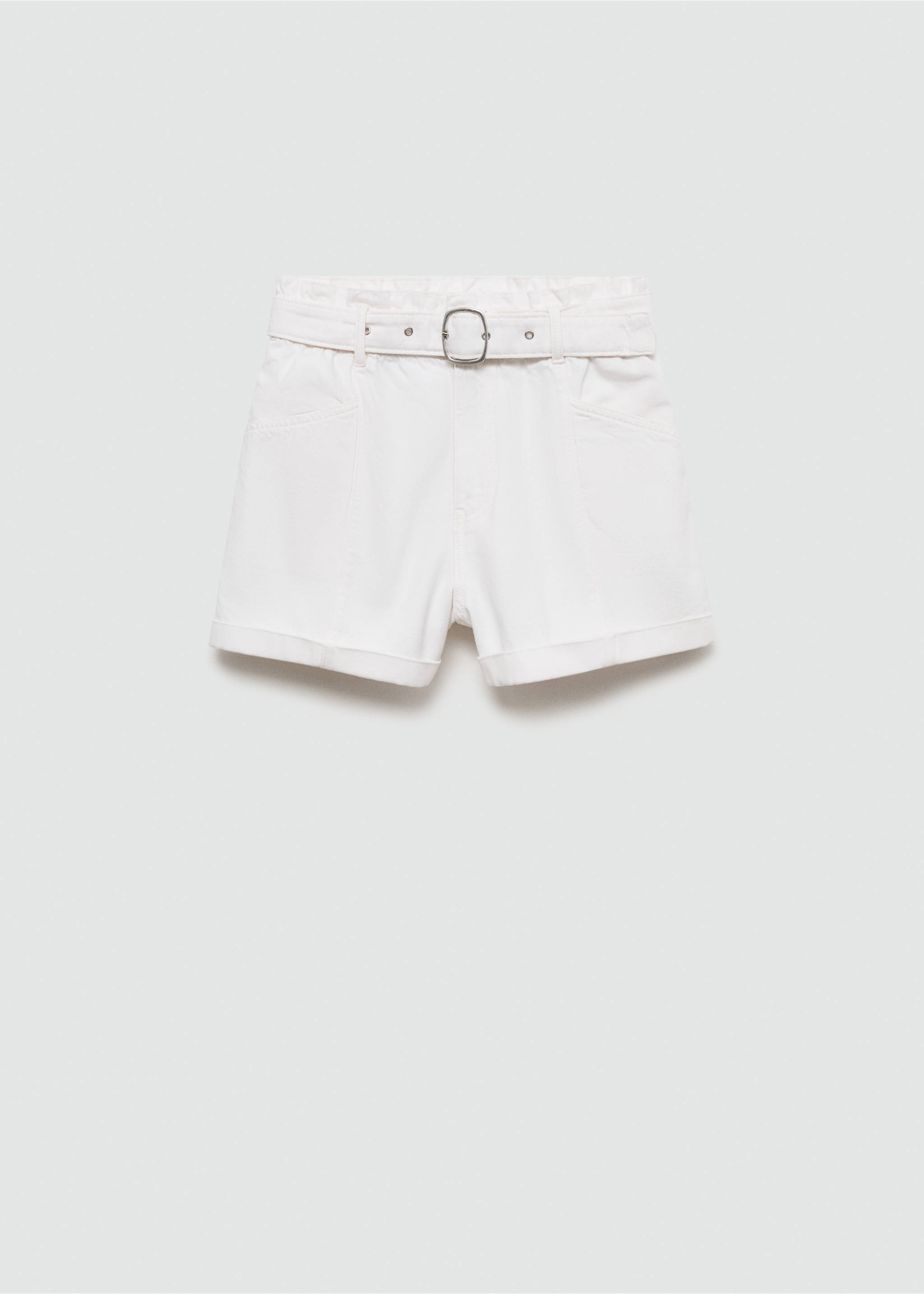 Denim shorts with belt - Article without model, White. Ref: 77062911-00.