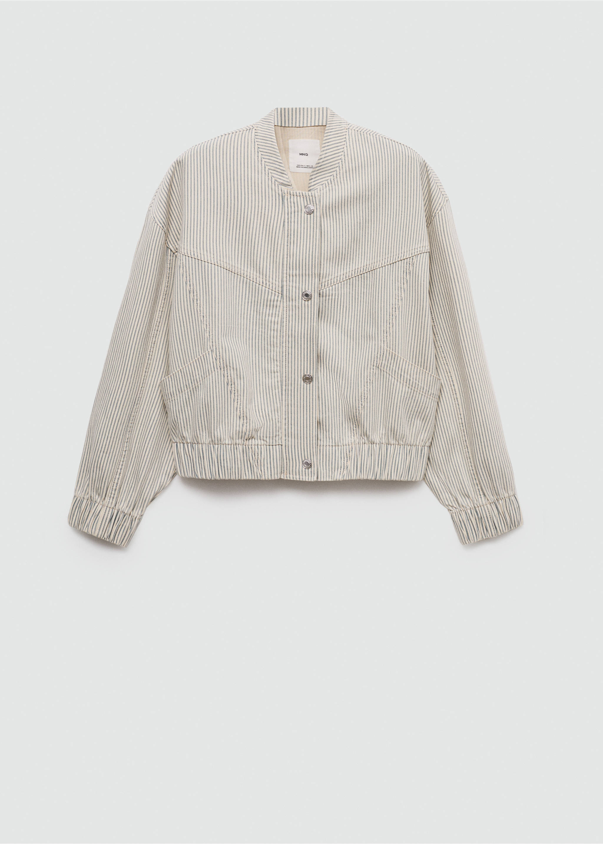 Striped denim jacket - Article without model, Beige. Ref: 77062914-00.