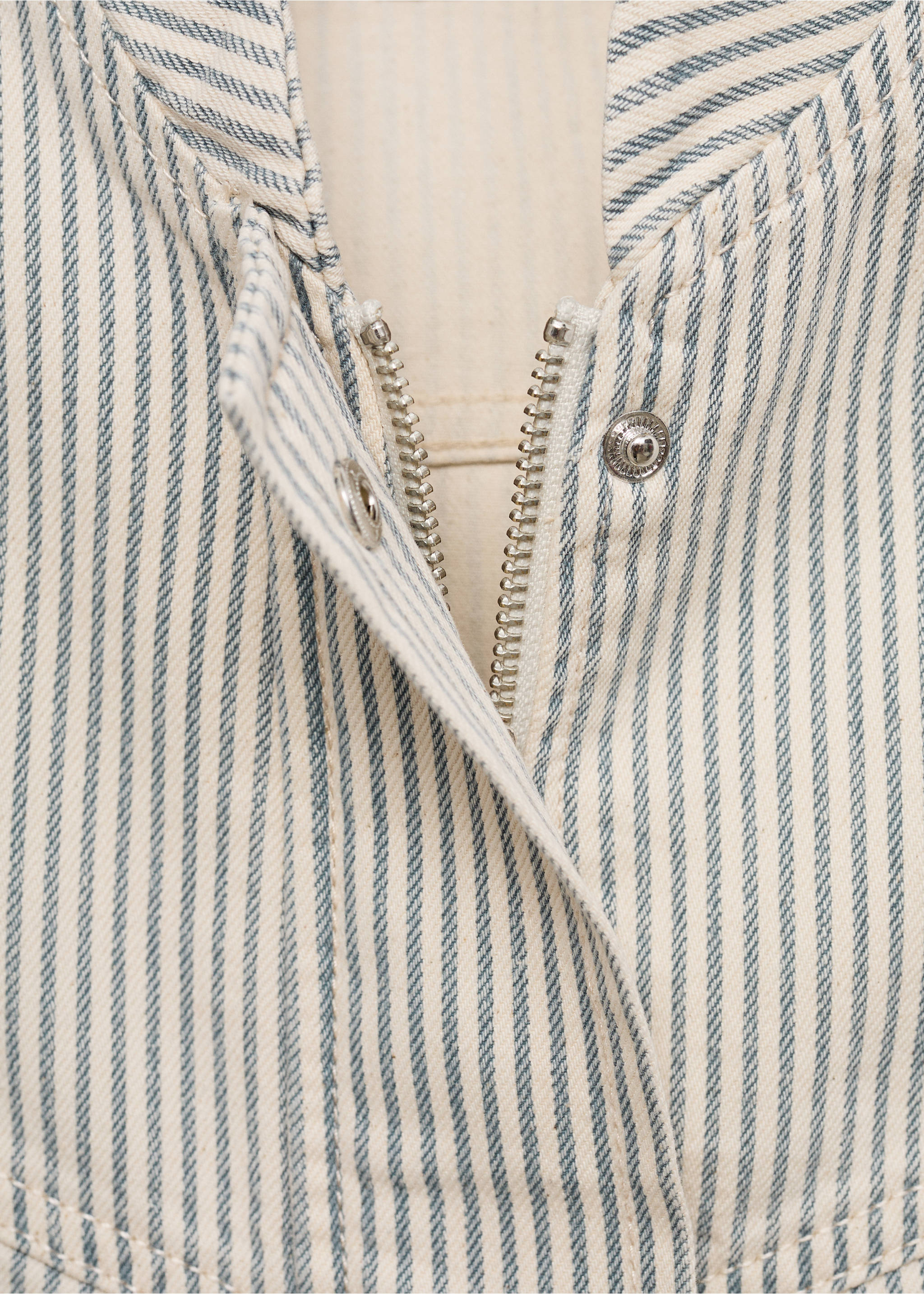 Striped denim jacket - Details of the article 0, Beige. Ref: 77062914-00.