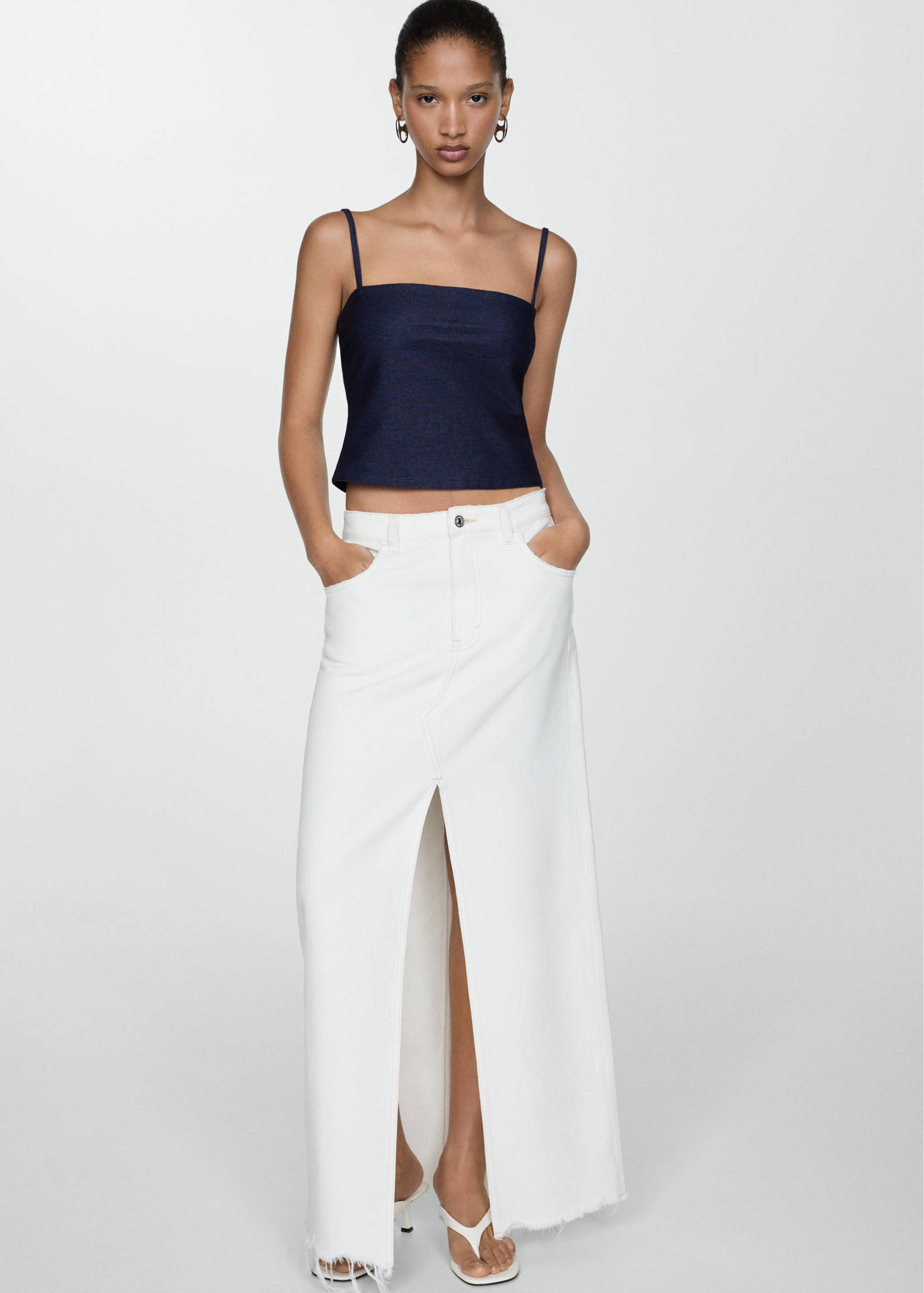 Cropped top with thin straps - Details of the article 2