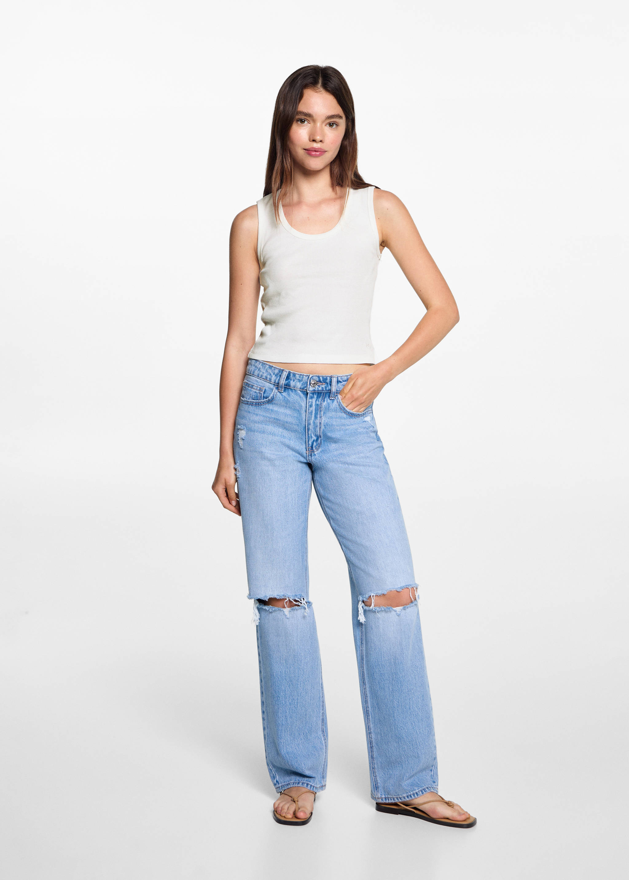 Ribbed cotton-blend top - General plane