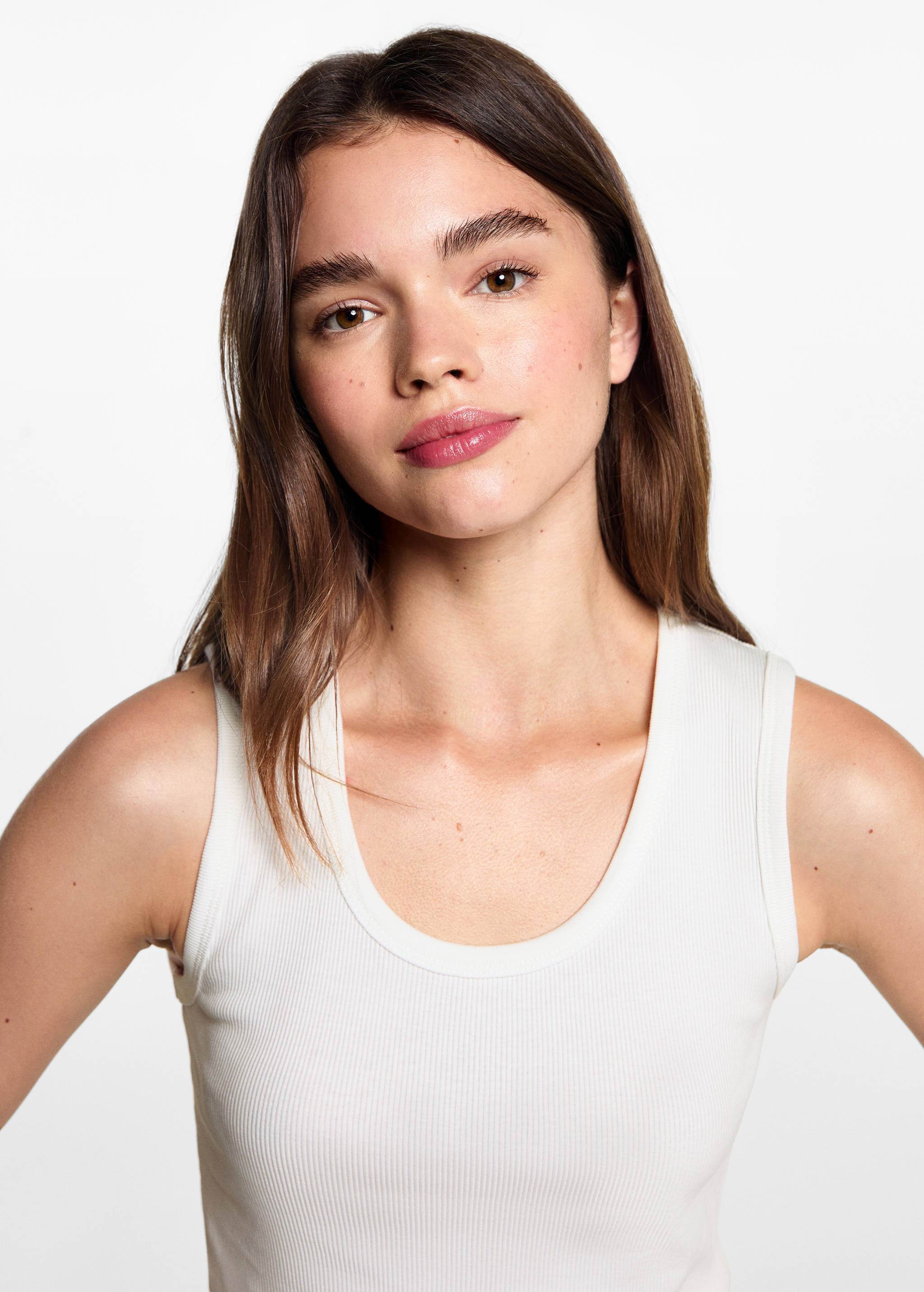 Ribbed cotton-blend top - Details of the article 1