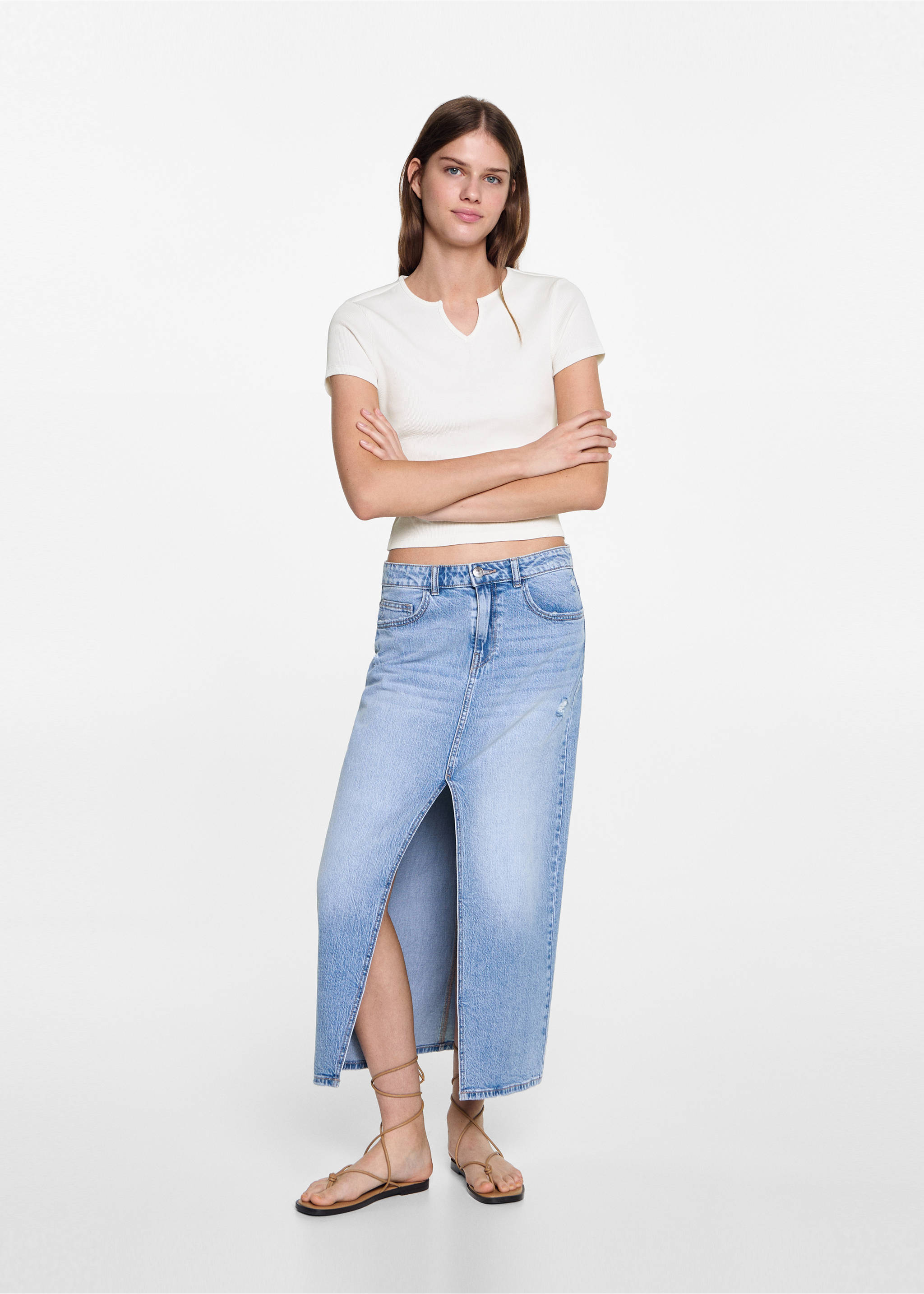 V-neck T-shirt - General plane, Off White. Ref: 77062933-00.