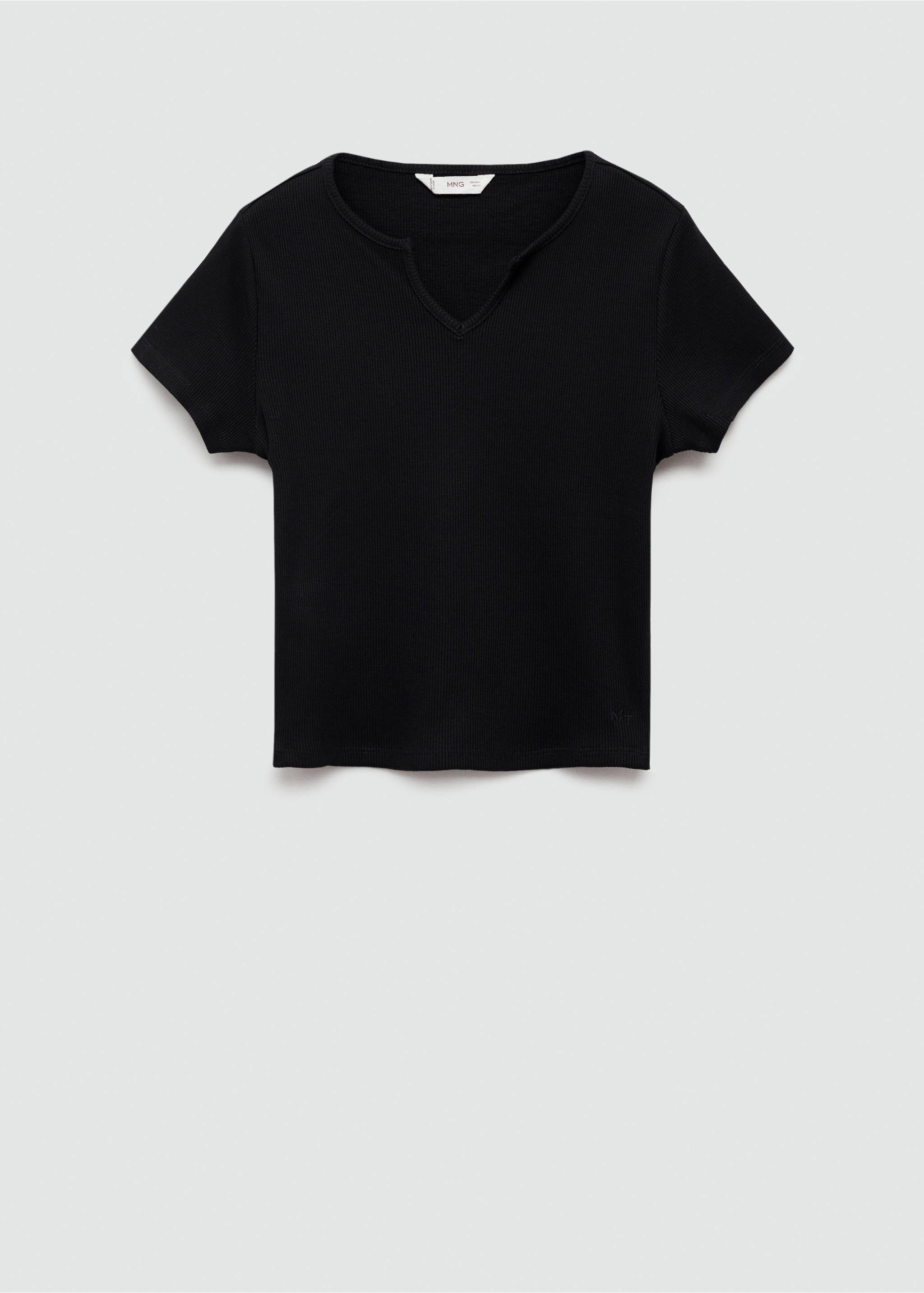 V-neck T-shirt - Article without model, Black. Ref: 77062933-00.