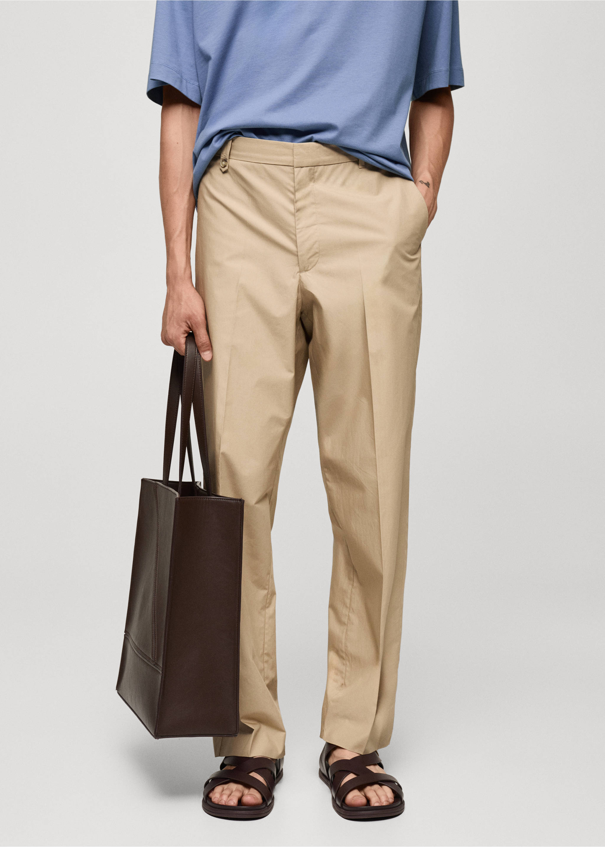 Pantaloni regular-fit 100% cotone - Piano medio, Beige. Ref: 77063259-00.