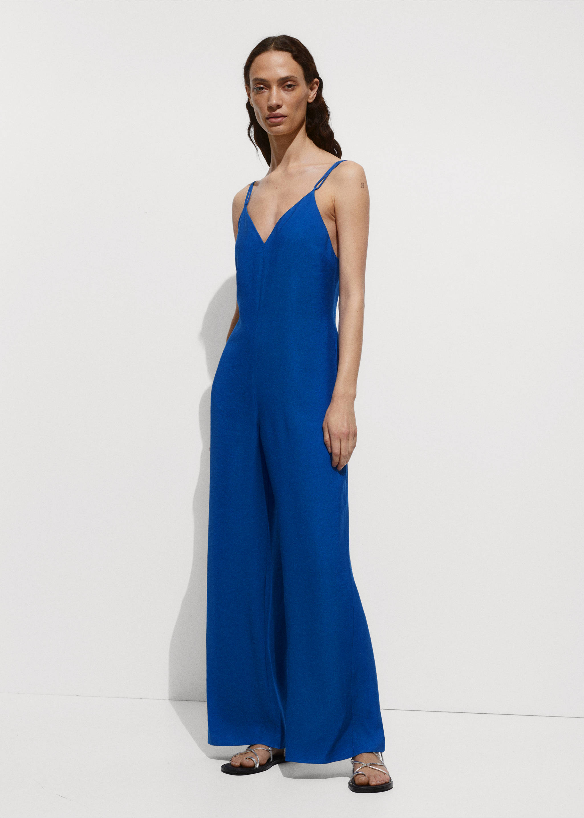 Long strap jumpsuit - General plane, Blue. Ref: 77063265-00.