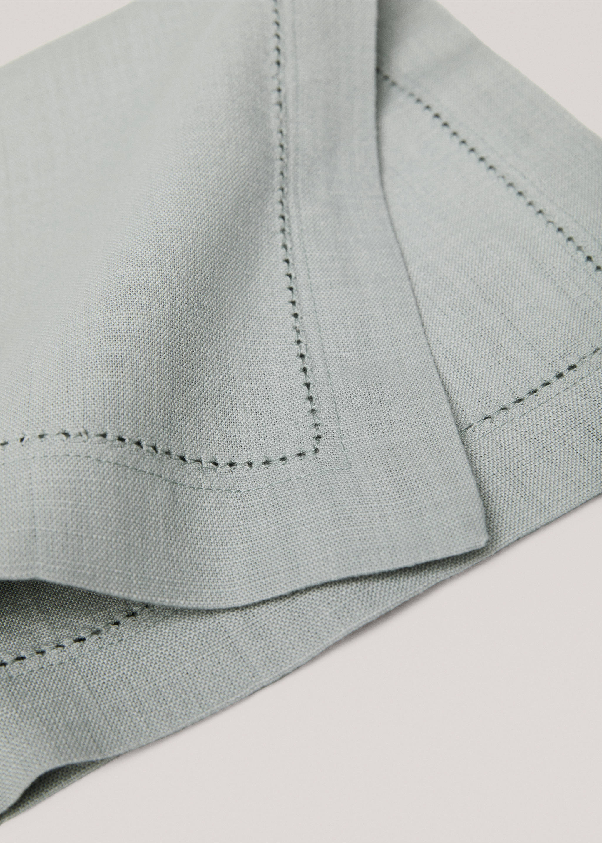 Napkins with hemstitch detail - Details of the article 2, Aqua Green. Ref: 77063280-00.