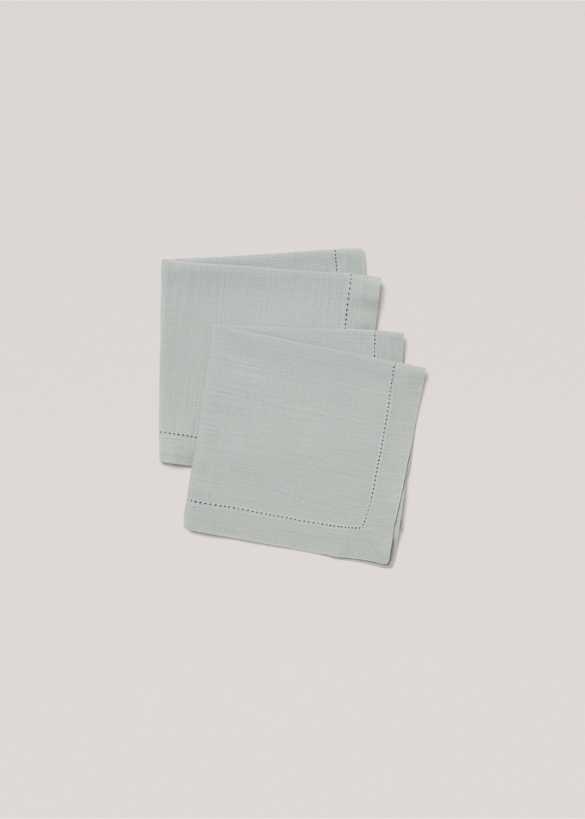 Napkins with hemstitch detail - Article without model, Aqua Green. Ref: 77063280-00.