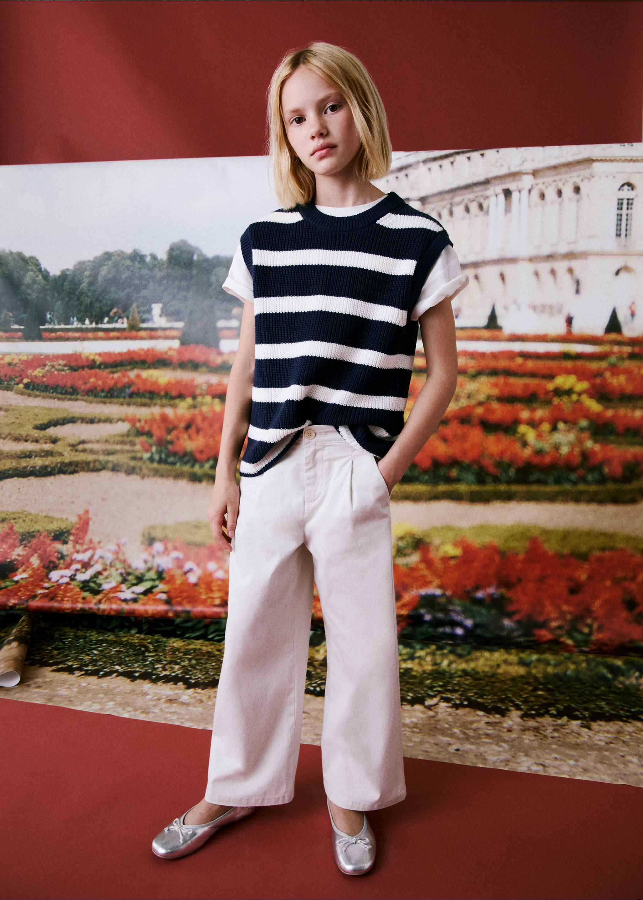 Gestreifter Strickpullunder - Detail des Artikels 5, Dunkles Marineblau. Ref: 77063286-00.