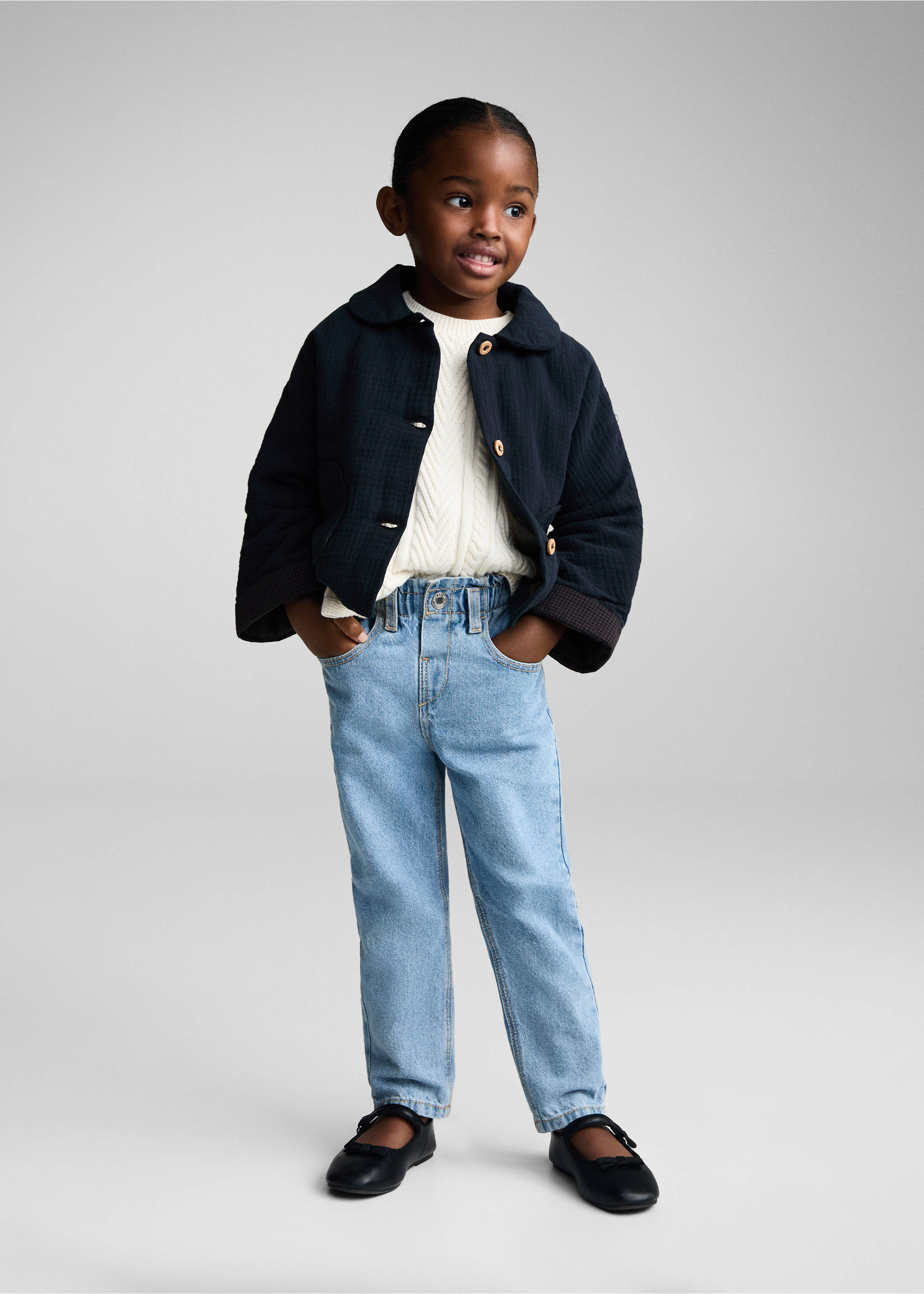 Jachetă din muselină cu buzunare - Plan general, Bleumarin închis. Ref: 77063291-00.