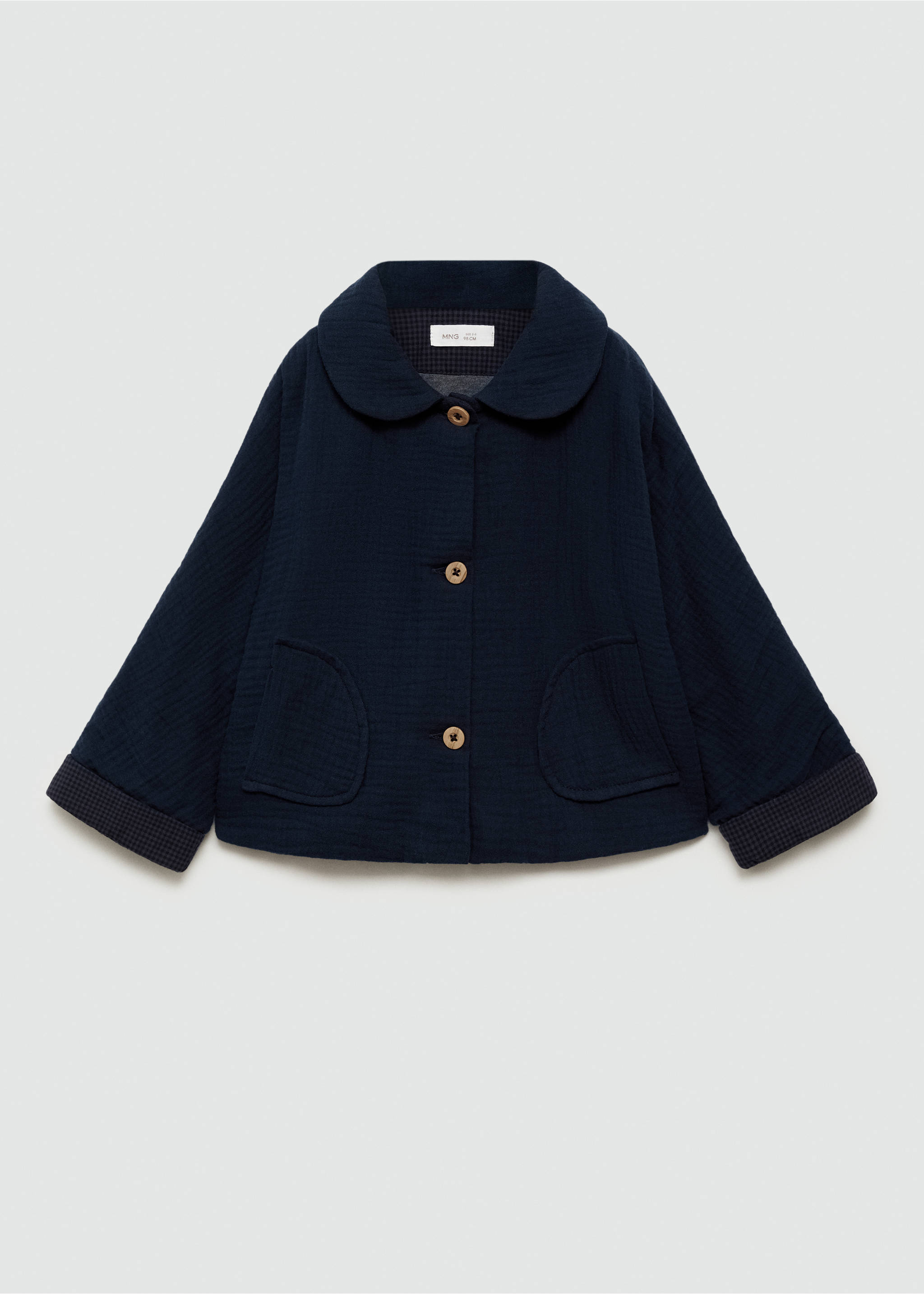 Gaze-Jacke mit Taschen - Artikel ohne Model, Dunkles Marineblau. Ref: 77063291-00.