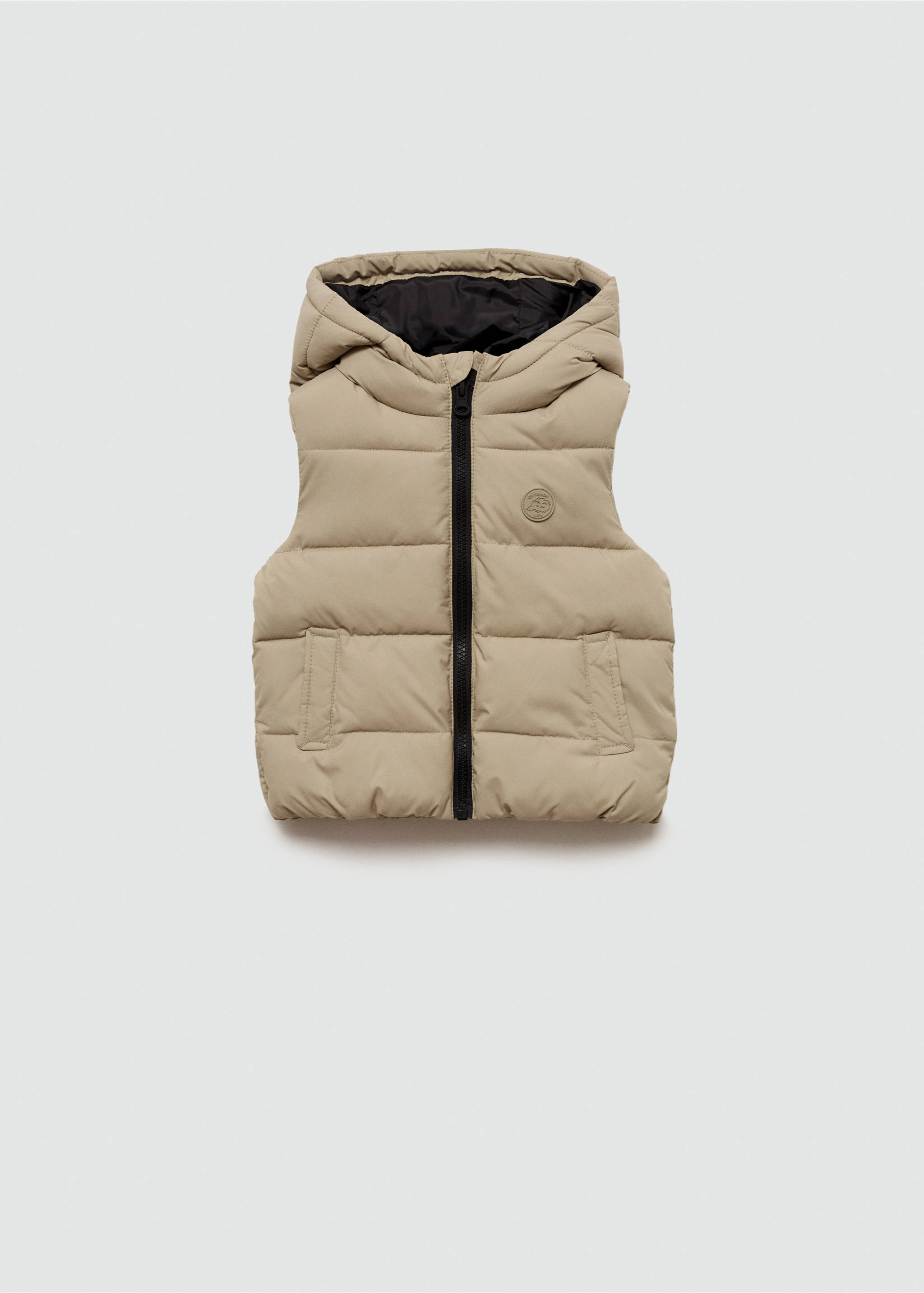 Quilted gilet with hood - Article without model, Ivory White. Ref: 77064010-00.