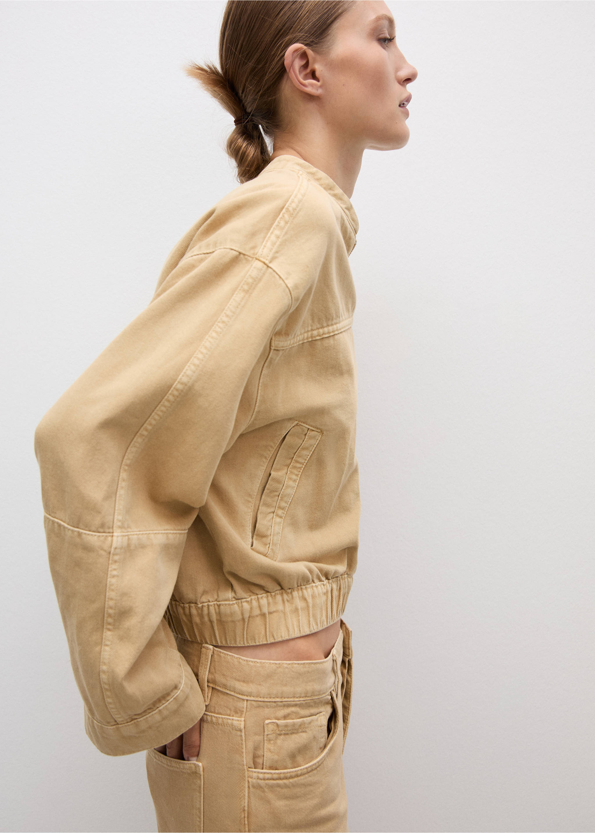 Denim bomber jacket - Medium plane, Medium Brown. Ref: 77064016-00.