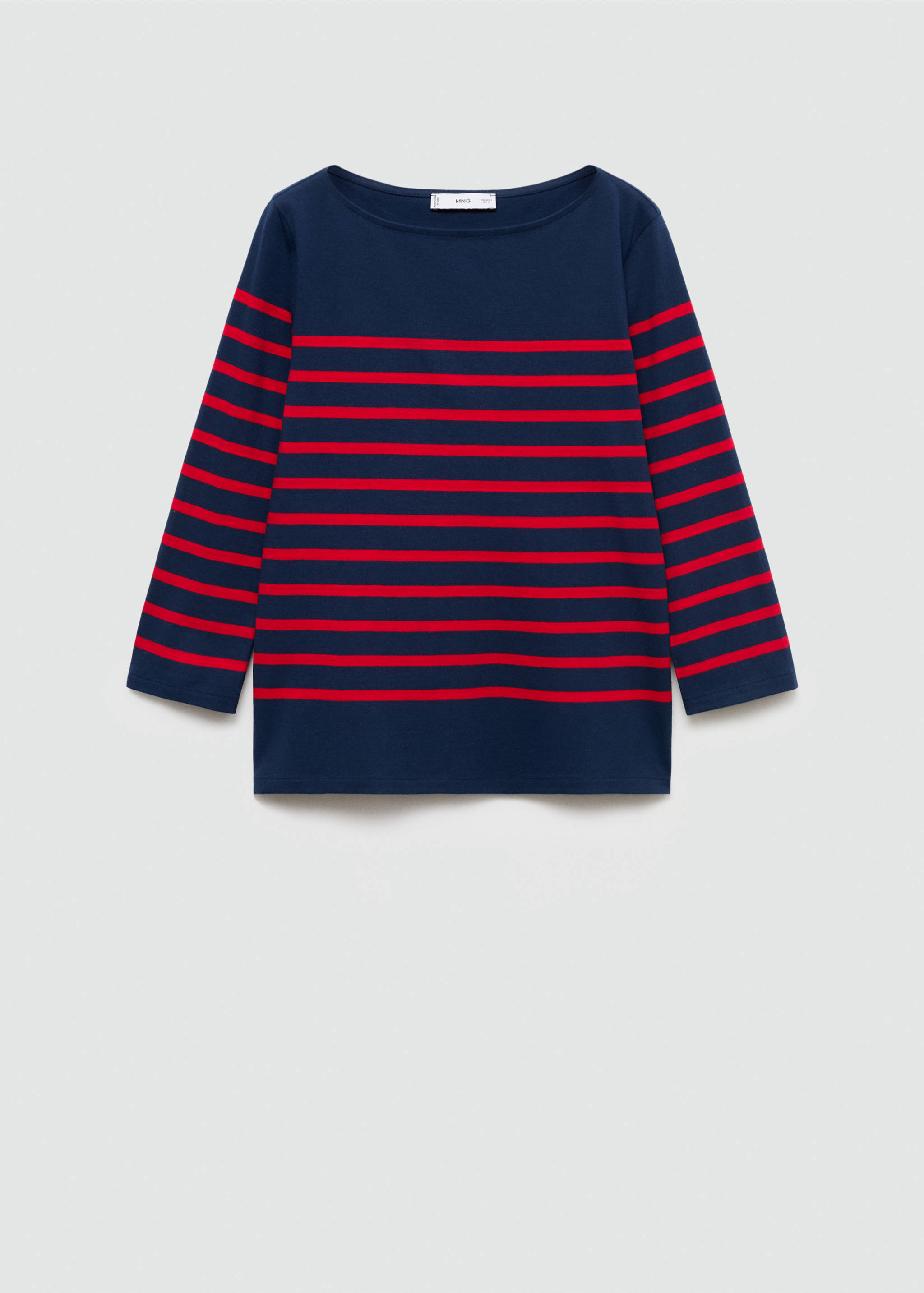 Striped boat-neck t-shirt - Article without model, Dark Navy. Ref: 77064018-00.