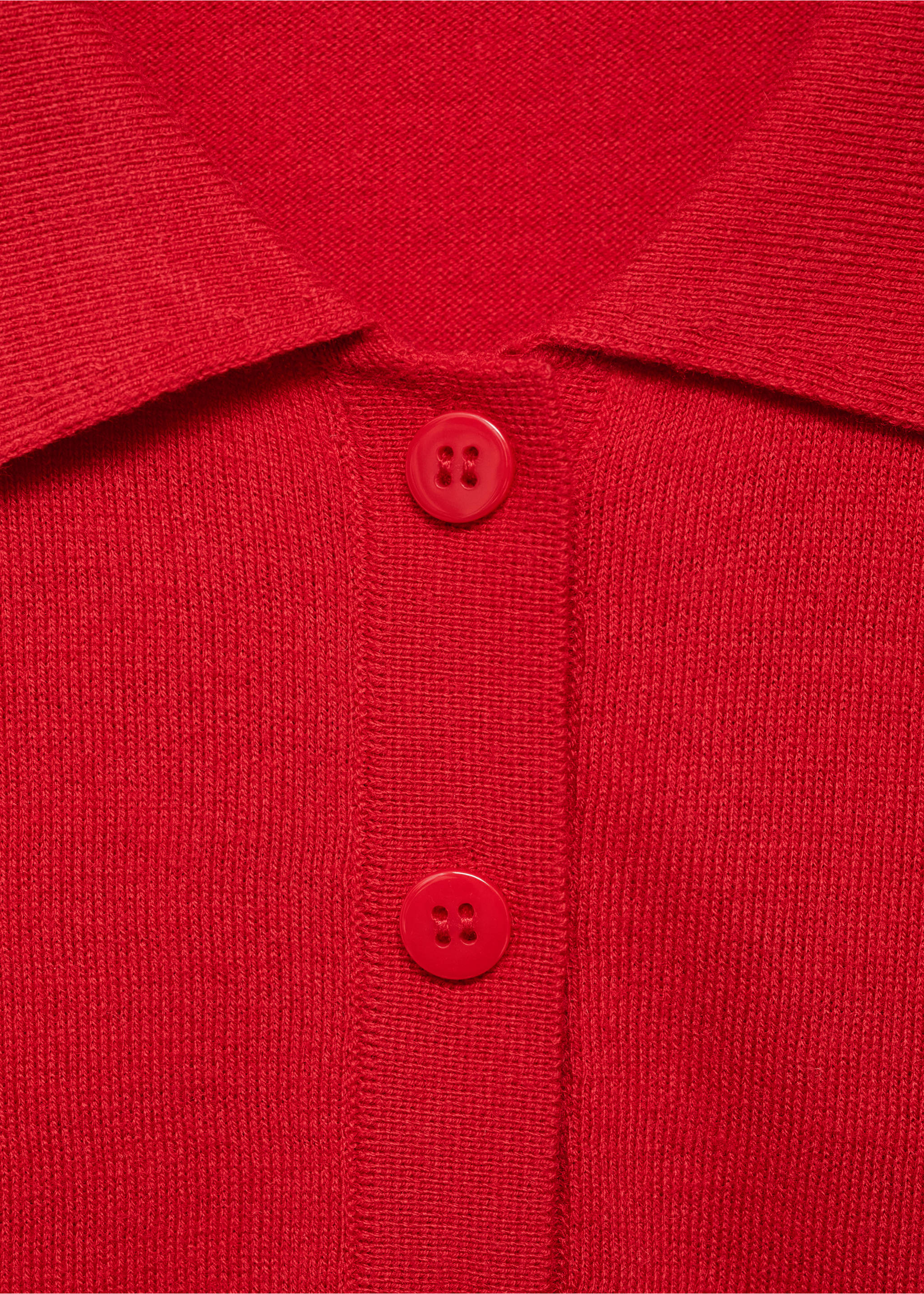 Fine-knit polo neck gilet - Details of the article 8, Red. Ref: 77064021-00.