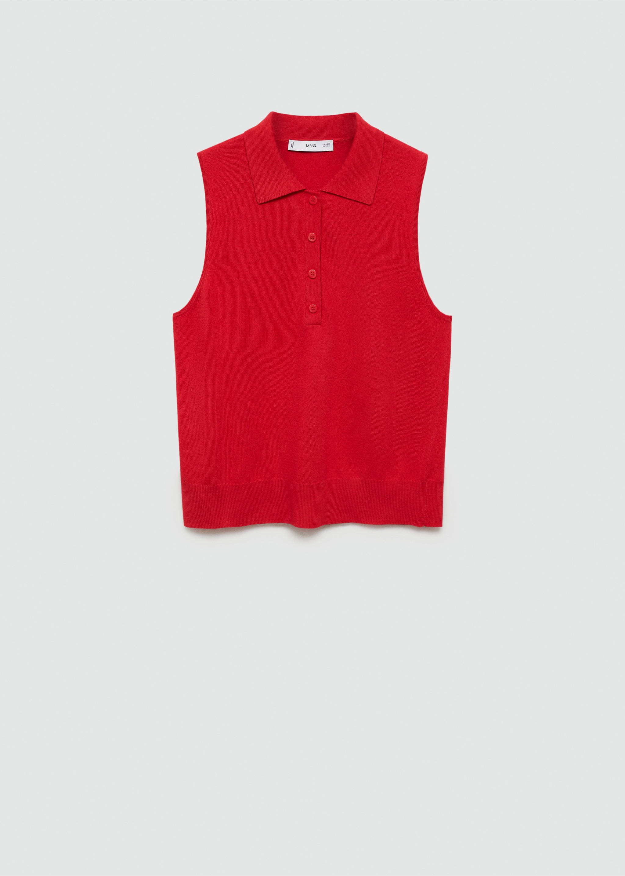 Gilet maille fine col polo - Article sans modèle, Rouge. Ref: 77064021-00.