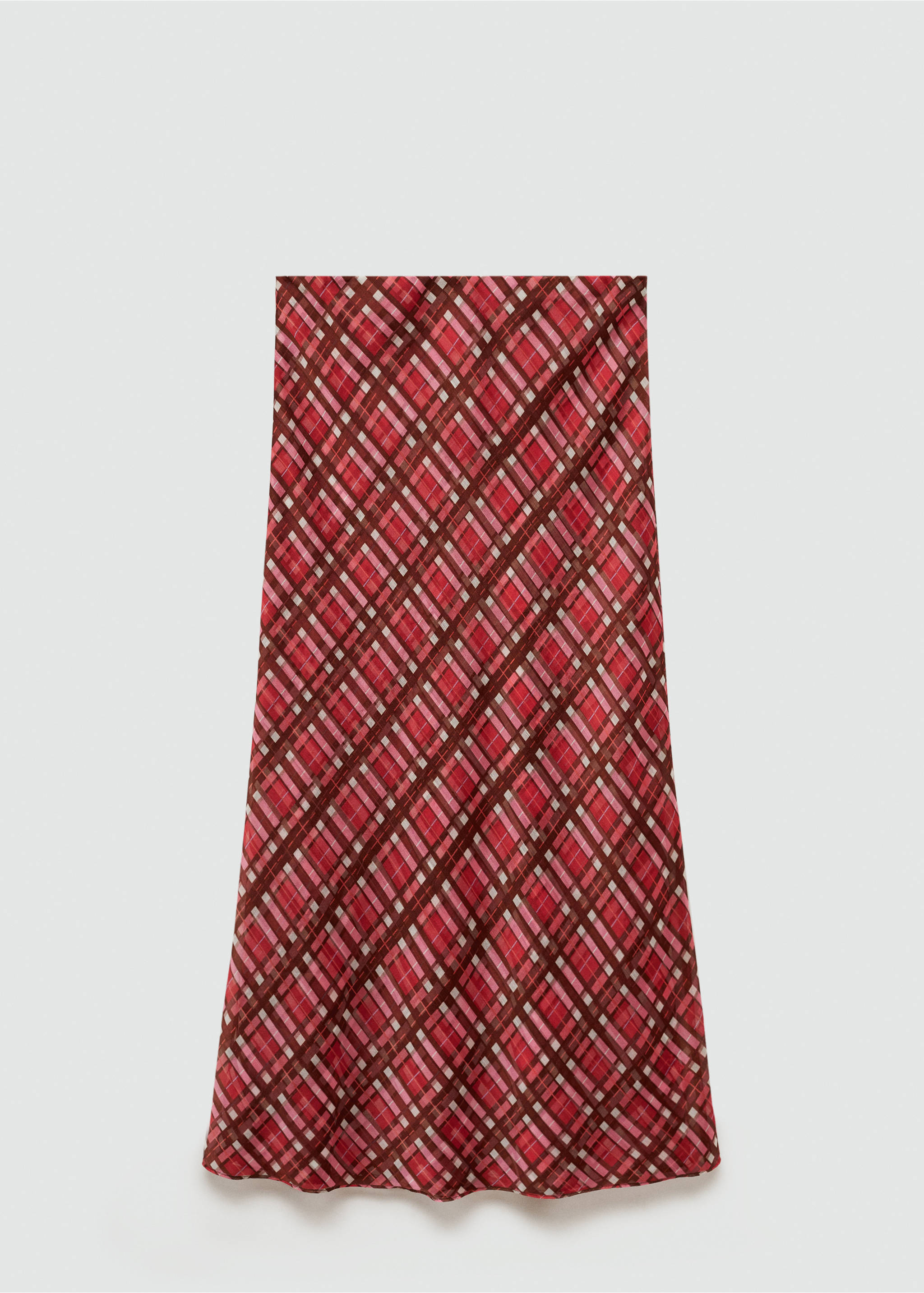 Checked long skirt - Article without model, Maroon. Ref: 77064023-00.