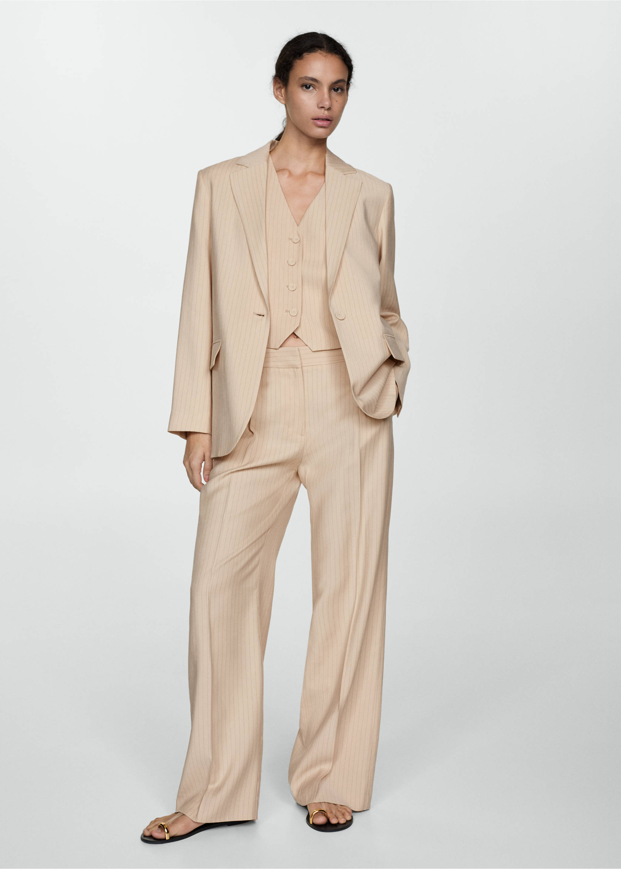 Striped suit vest - General plane, Beige. Ref: 77064025-00.