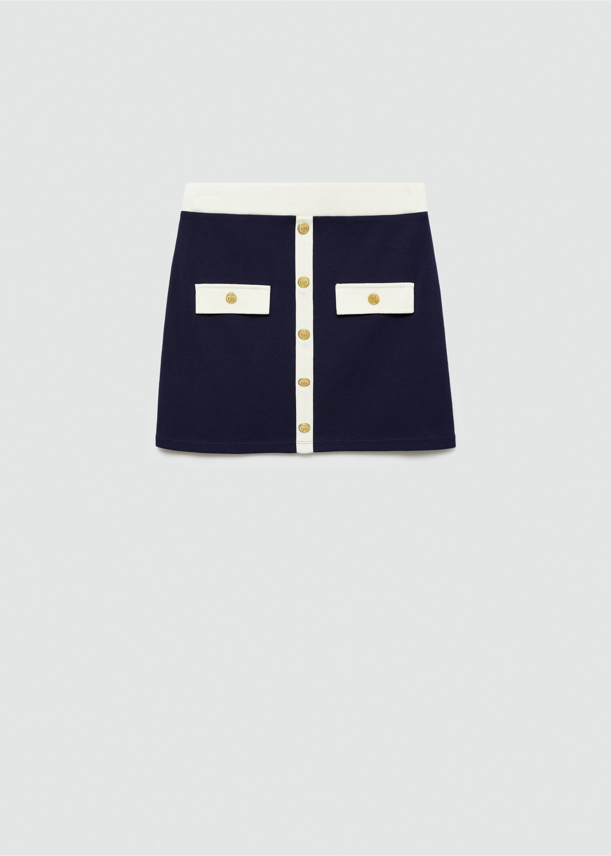 Buttoned knit skirt - Article without model, Dark Navy. Ref: 77064028-00.