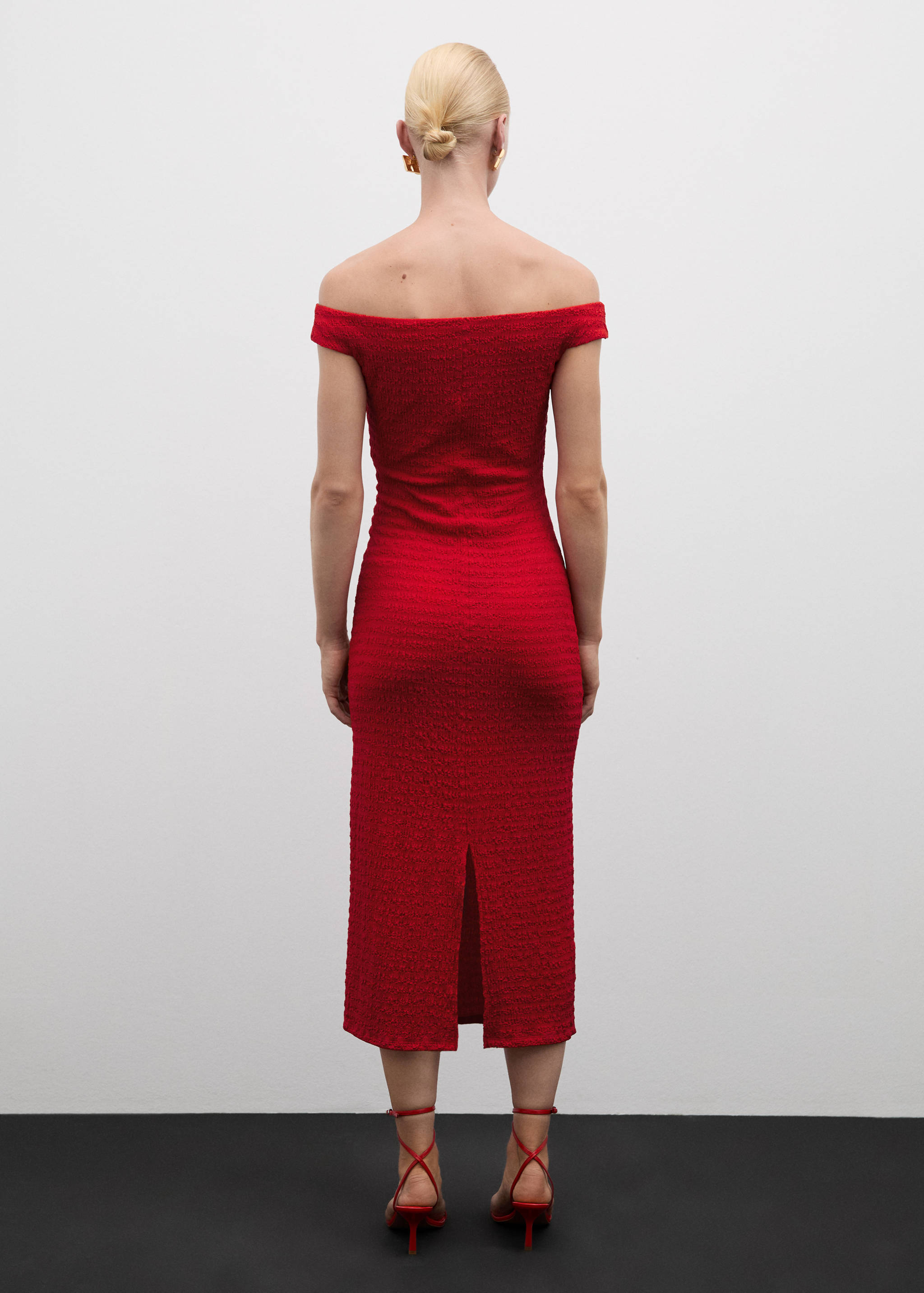 Langes schulterfreies Kleid - Rückseite des Artikels