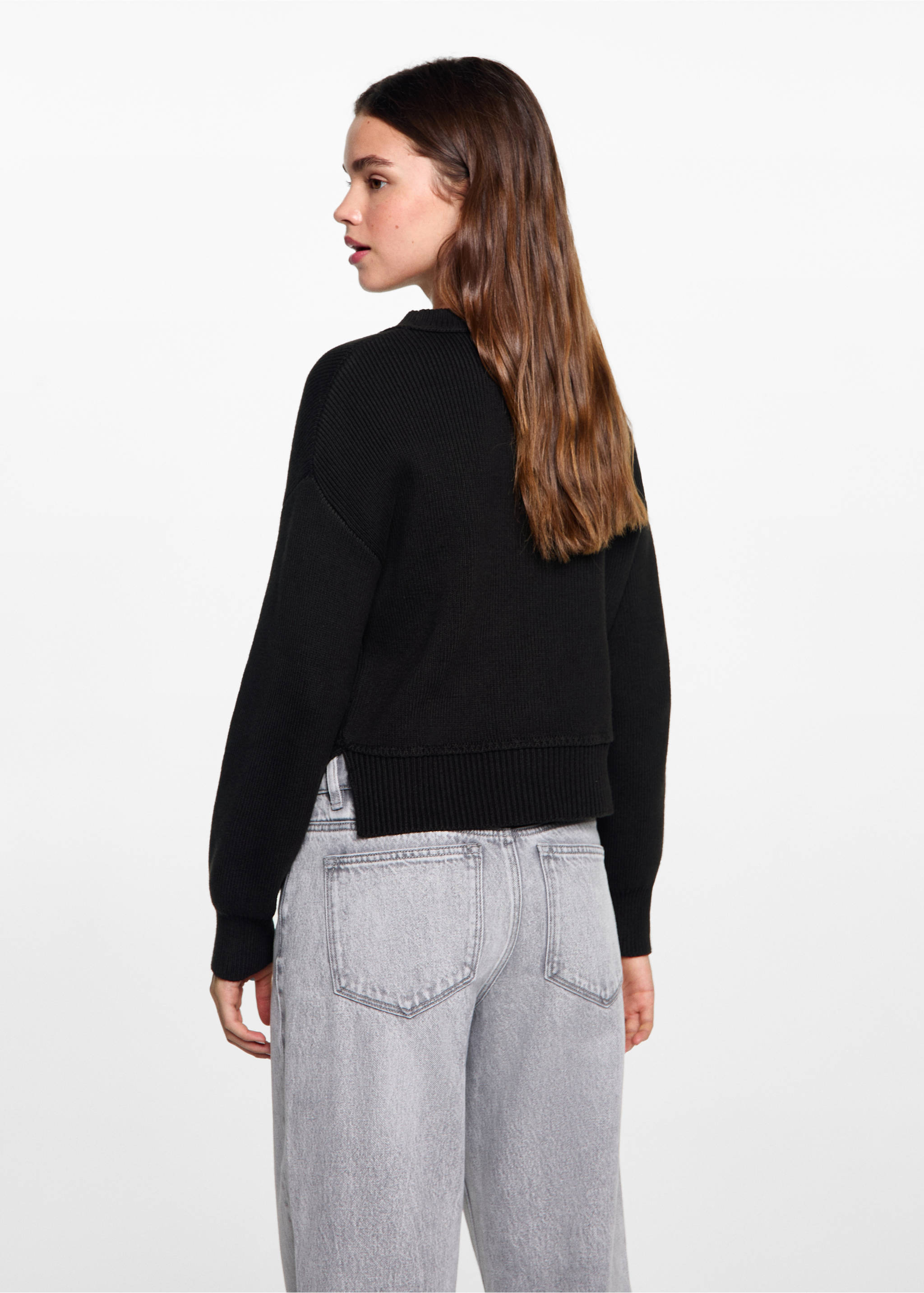 Gebreide trui - Achterkant van het artikel, Zwart. Ref: 77064040-00.