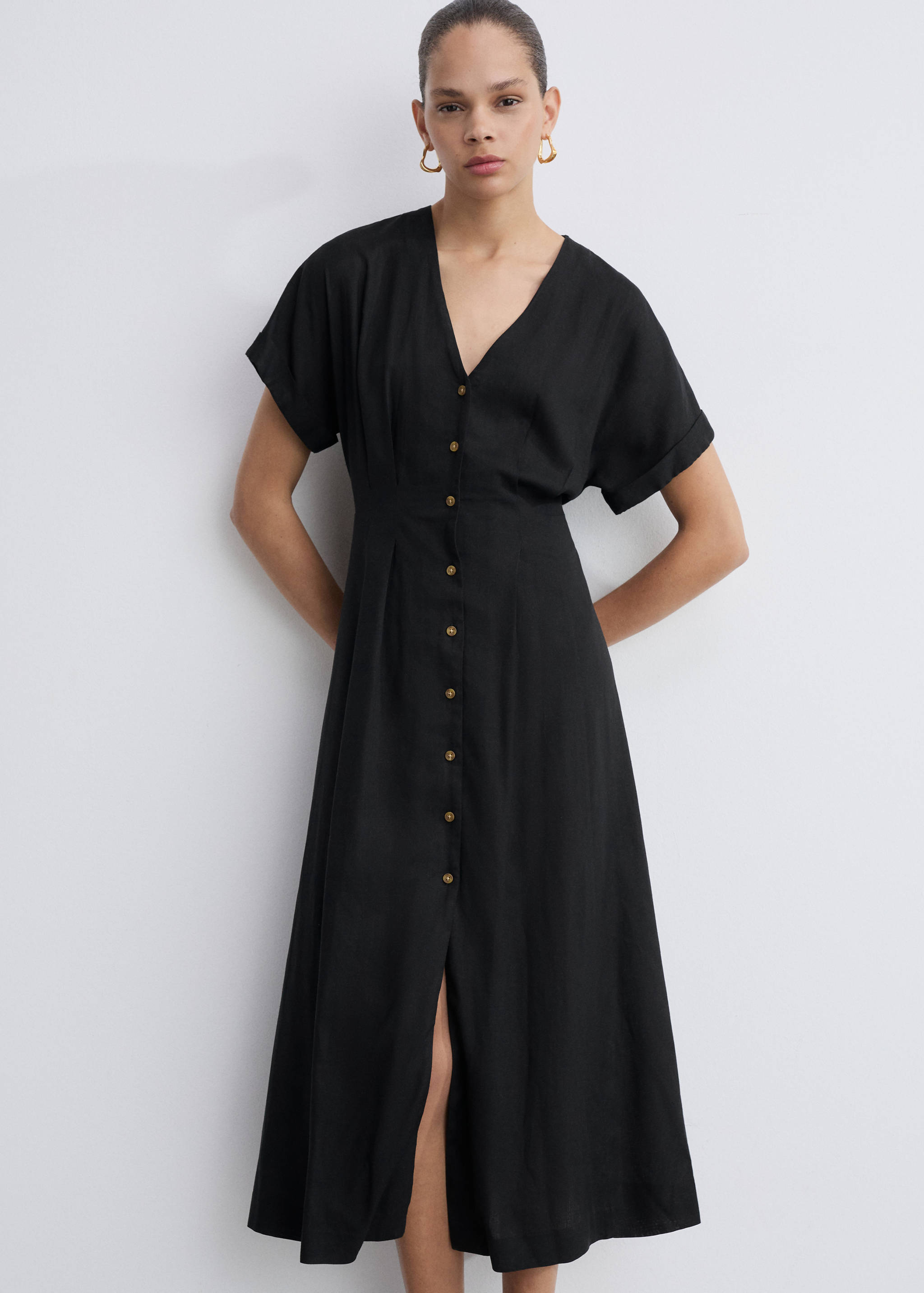 A-line dress with buttons - Medium plane