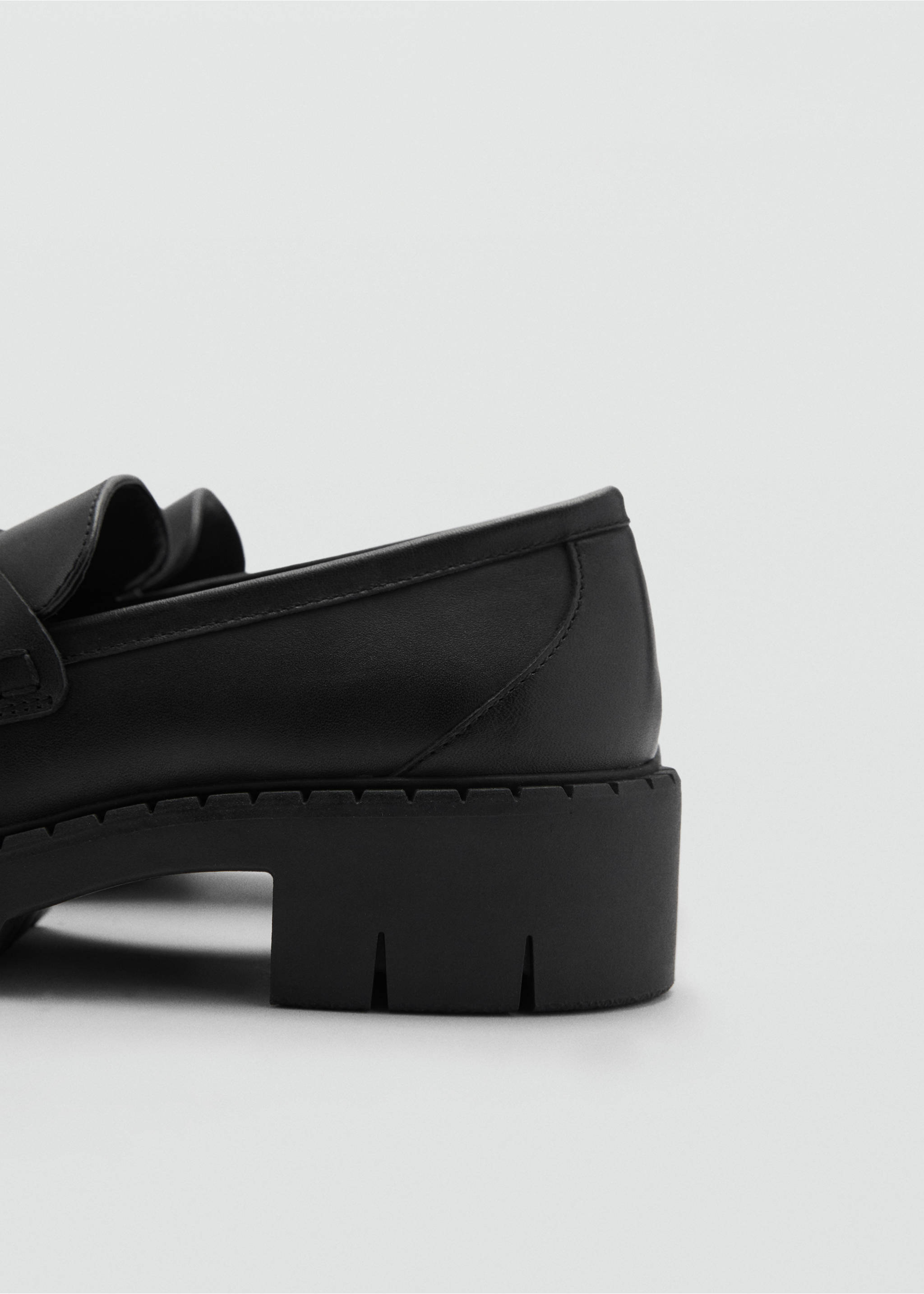 Leather loafers with metallic detail - Details of the article 1, Black. Ref: 77064043-00.