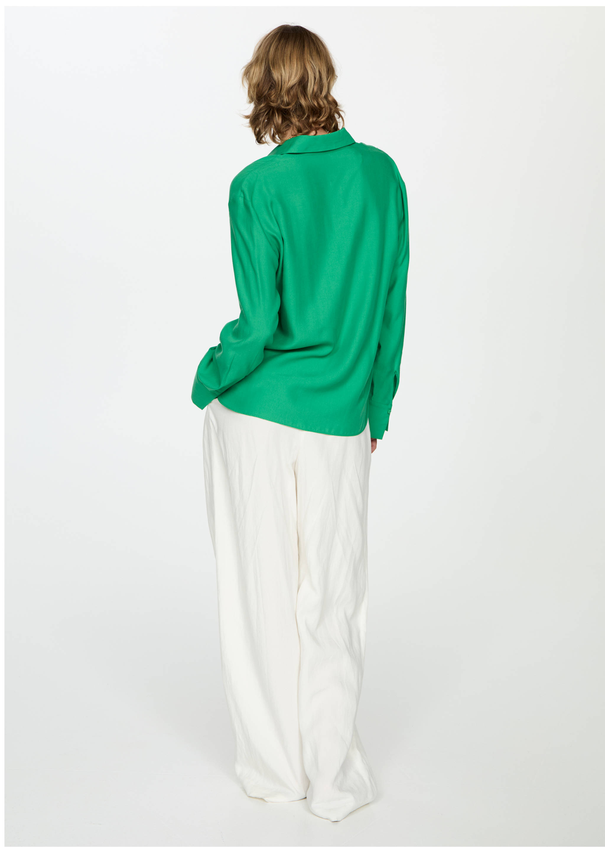 Lyocell fluid shirt - Reverse of the article, Green. Ref: 77064059-00.