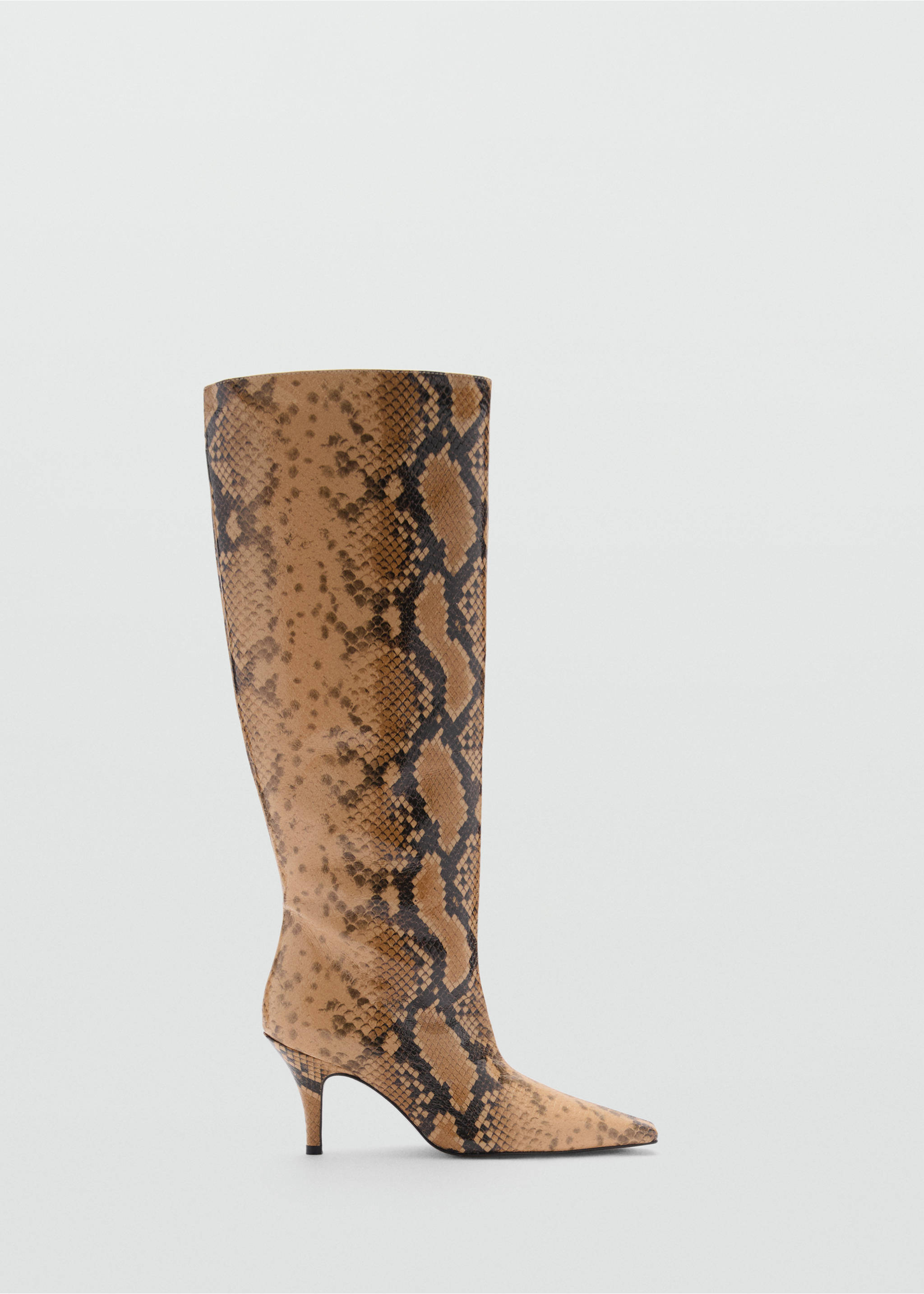 Knee-high leather boots with snake print - Article without model, Beige. Ref: 77064067-00.