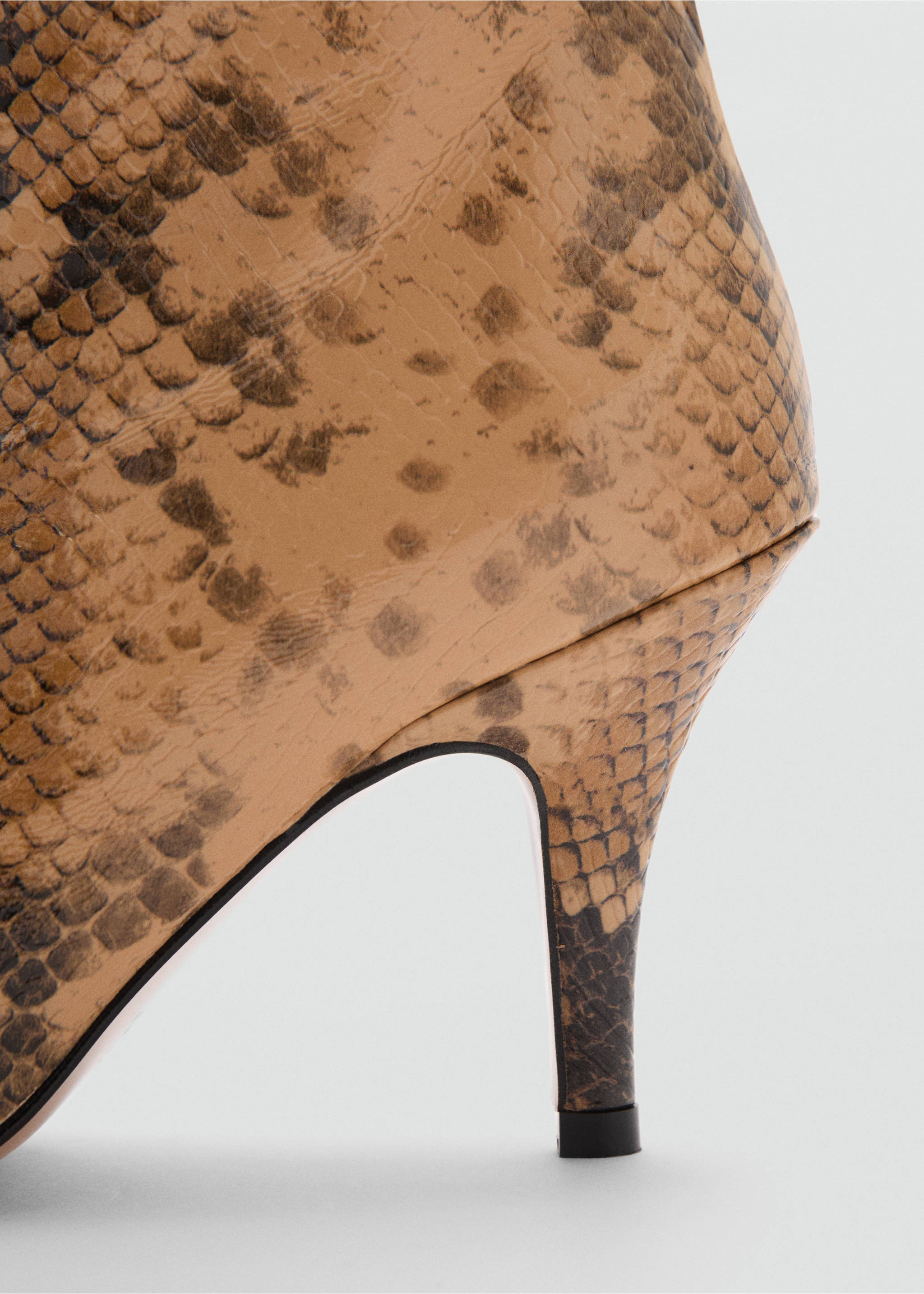 Knee-high leather boots with snake print - Details of the article 1, Beige. Ref: 77064067-00.