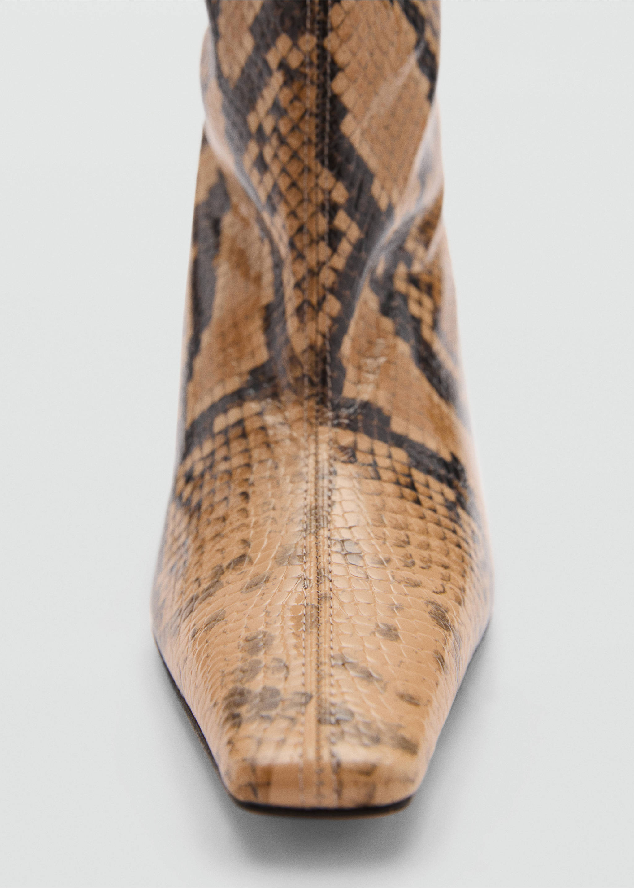 Knee-high leather boots with snake print - Details of the article 2, Beige. Ref: 77064067-00.