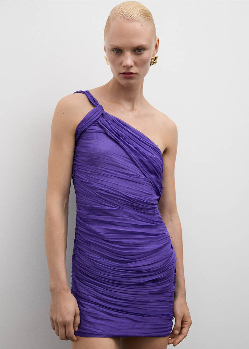 Asymmetrical draped short dress