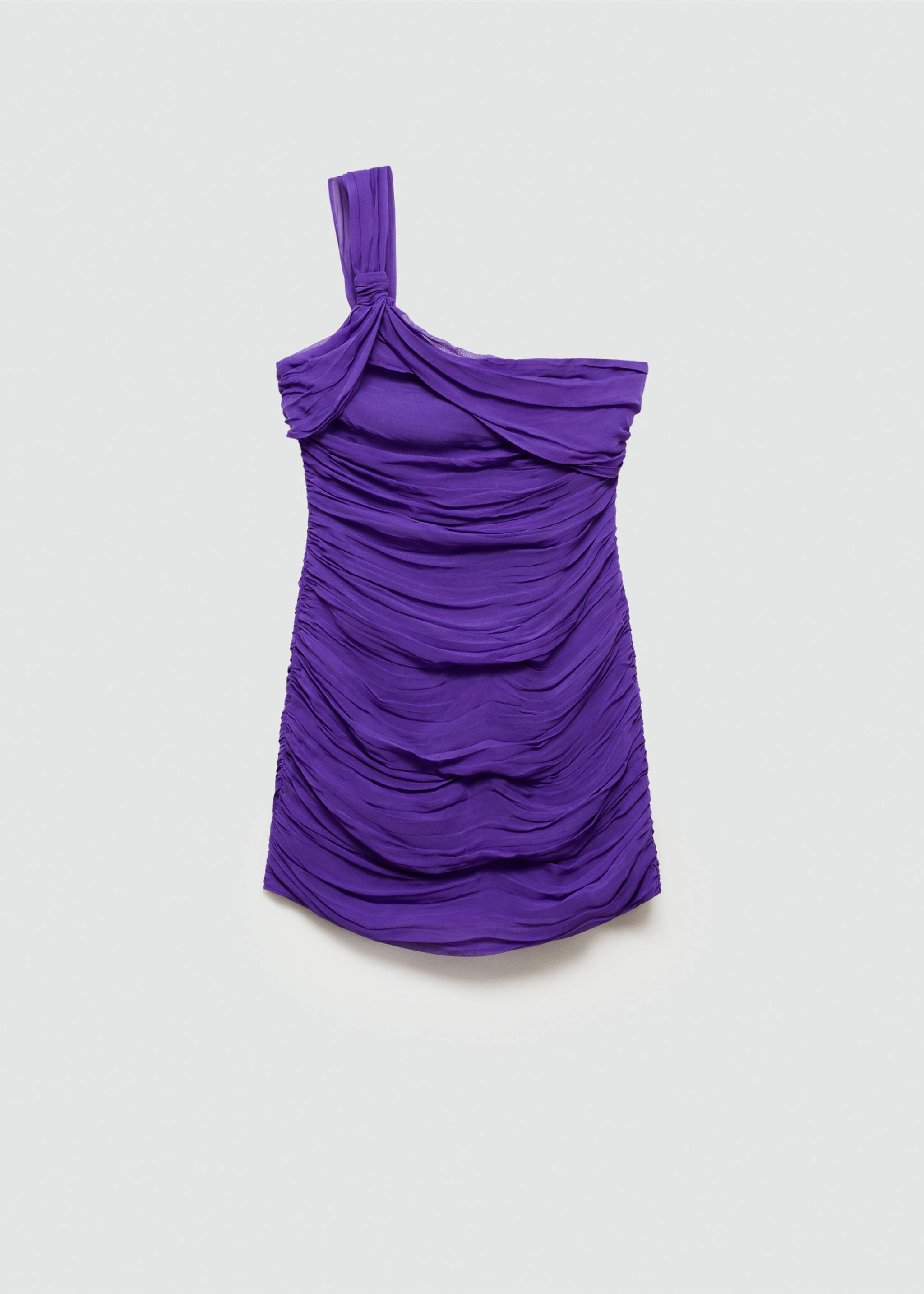 Asymmetrical draped short dress - Article without model, Purple. Ref: 77064068-00.