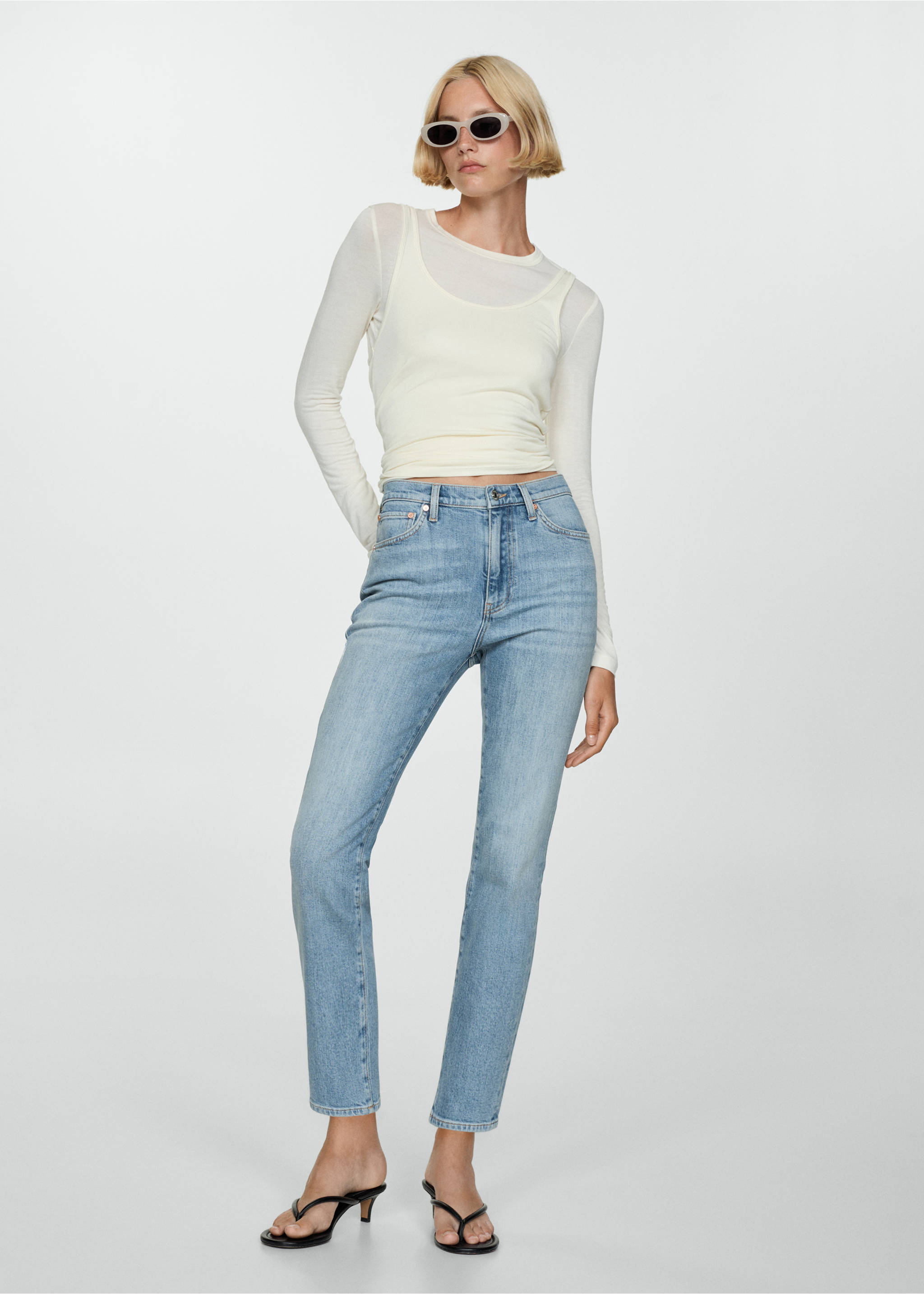 Claudia slim-fit cropped jeans - General plane, Medium Blue. Ref: 77064069-00.