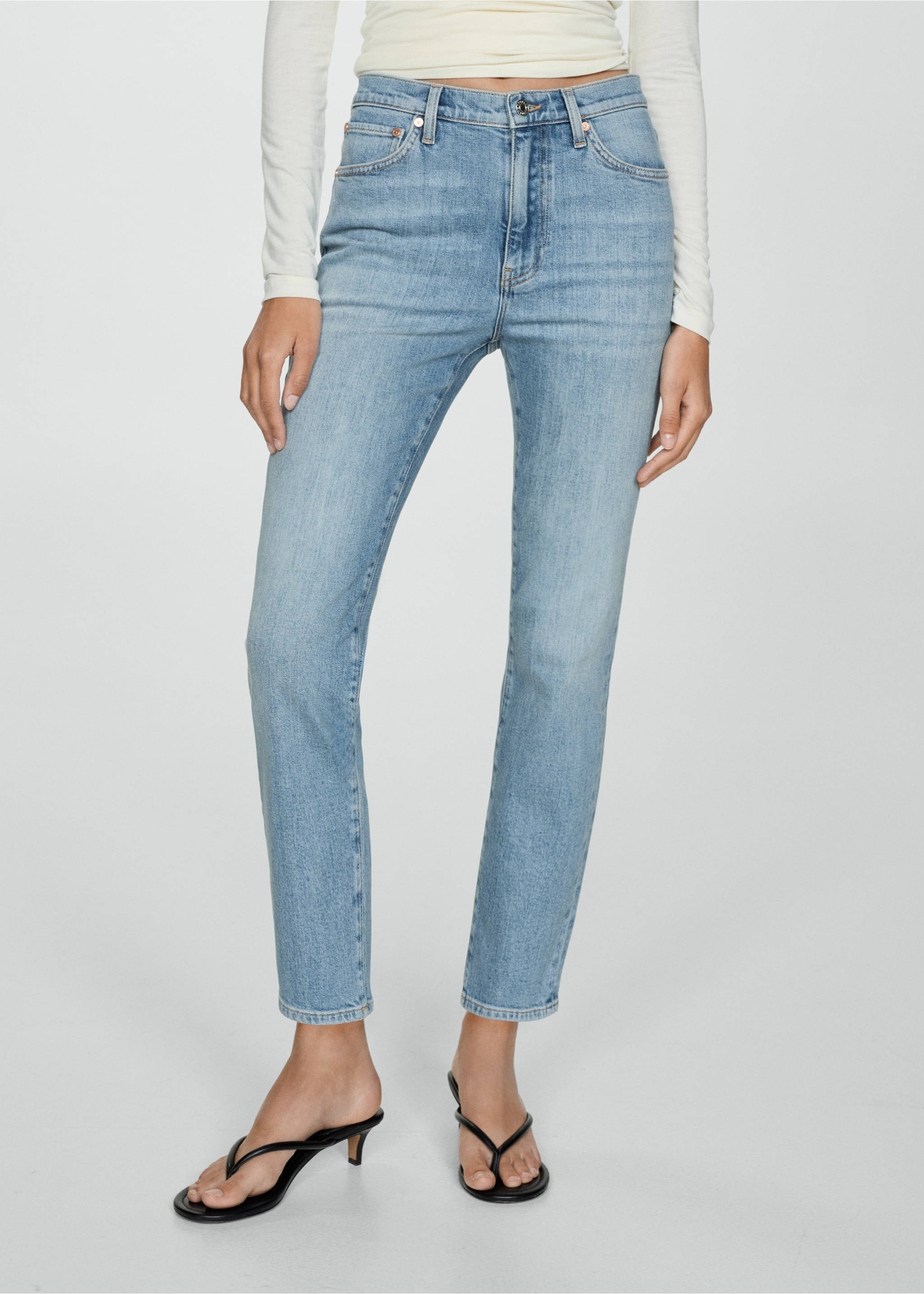 Claudia slim-fit cropped jeans - Medium plane, Medium Blue. Ref: 77064069-00.