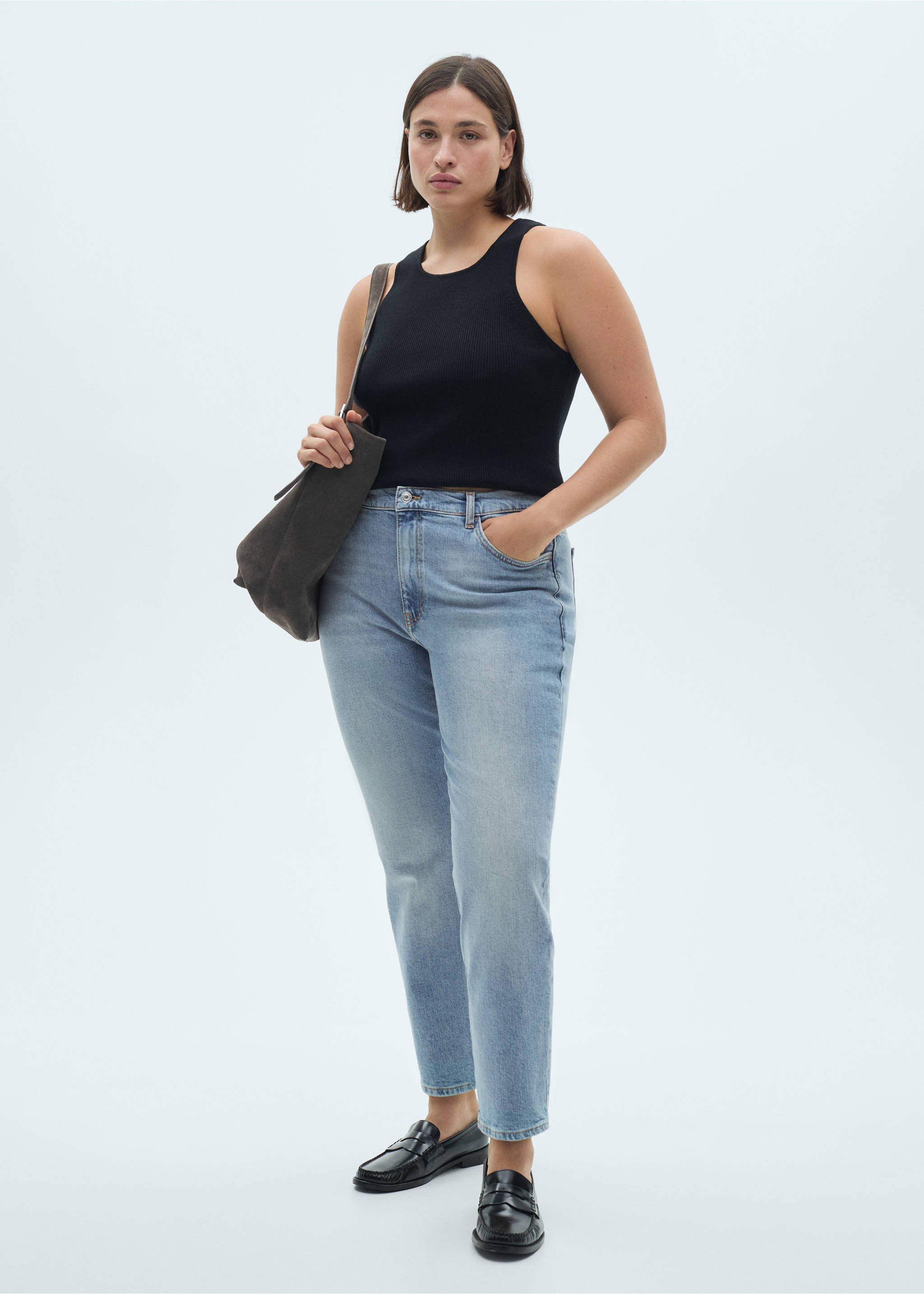 Claudia slim-fit cropped jeans - Details of the article 3, Medium Blue. Ref: 77064069-00.